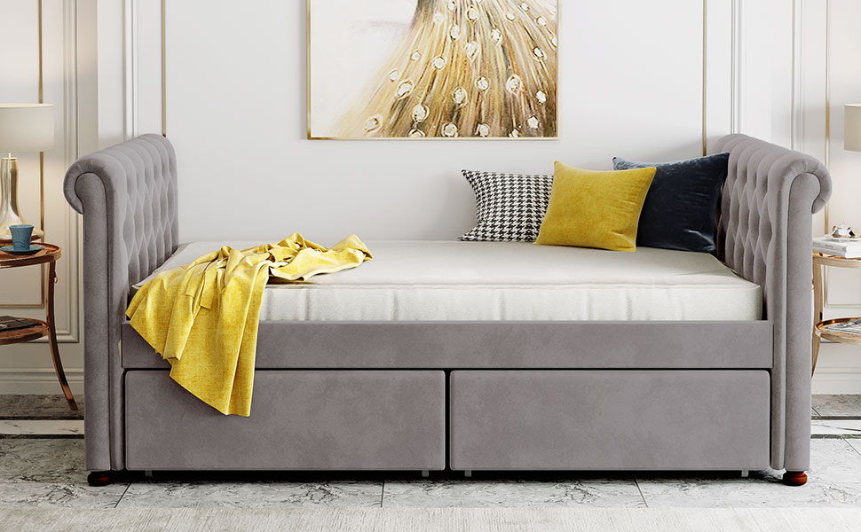 Upholstered Daybed, Wood Slat Support