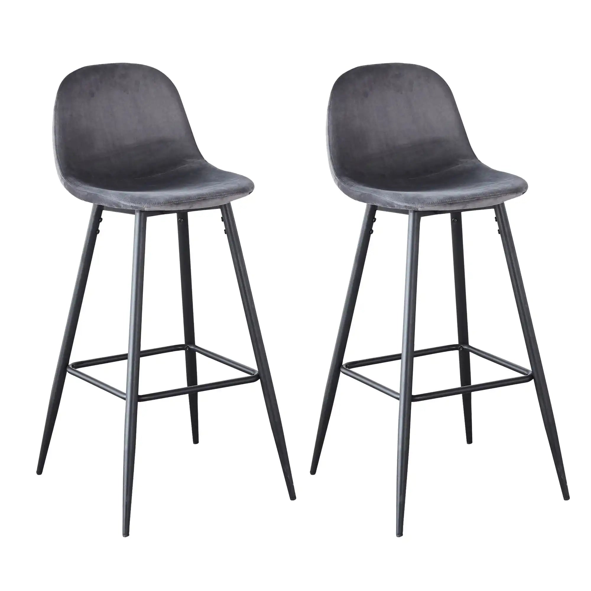 Velvet Barstool With Back (Set of 2)