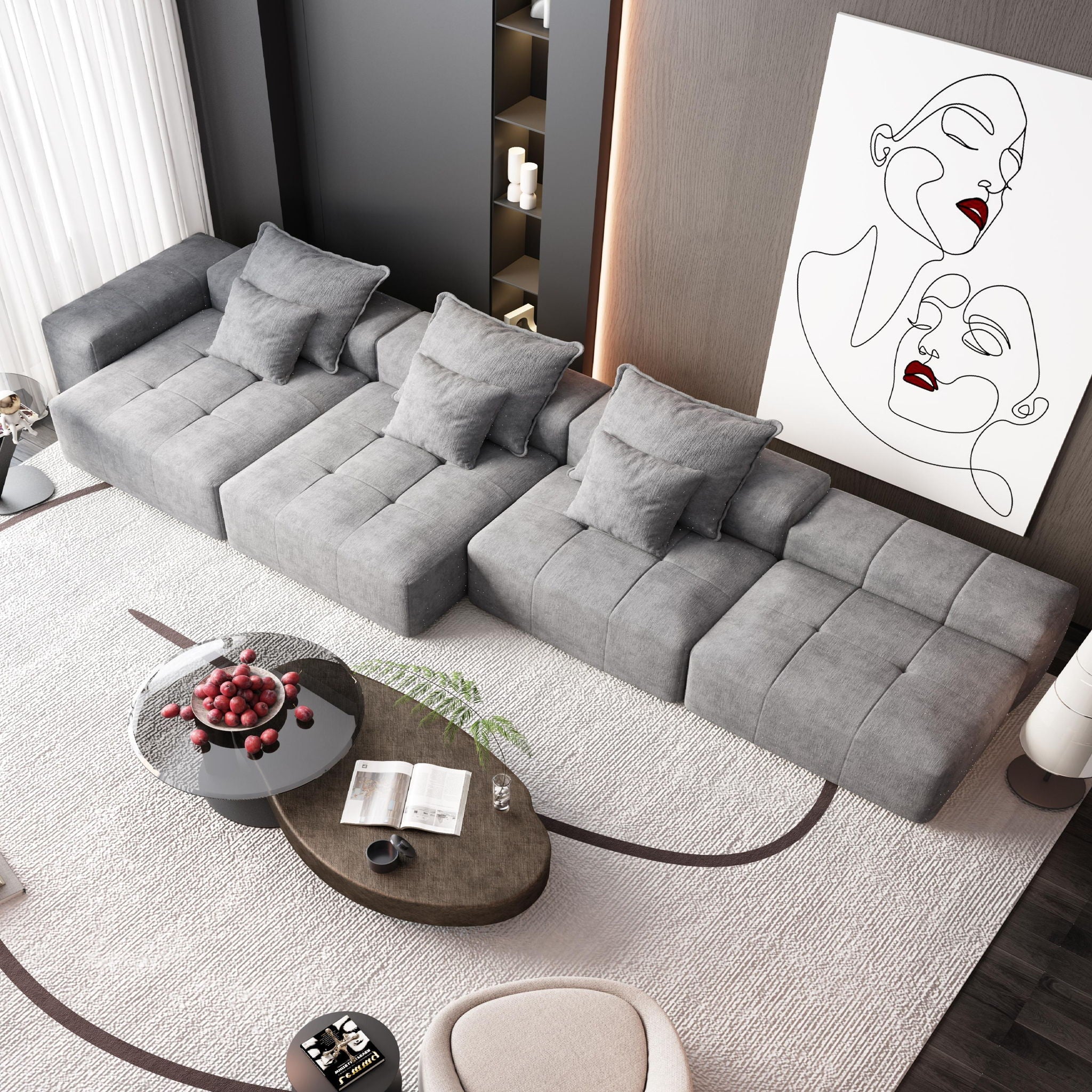 Modern Oversized Diy Combination Modular Sectional Sofa With Pillows