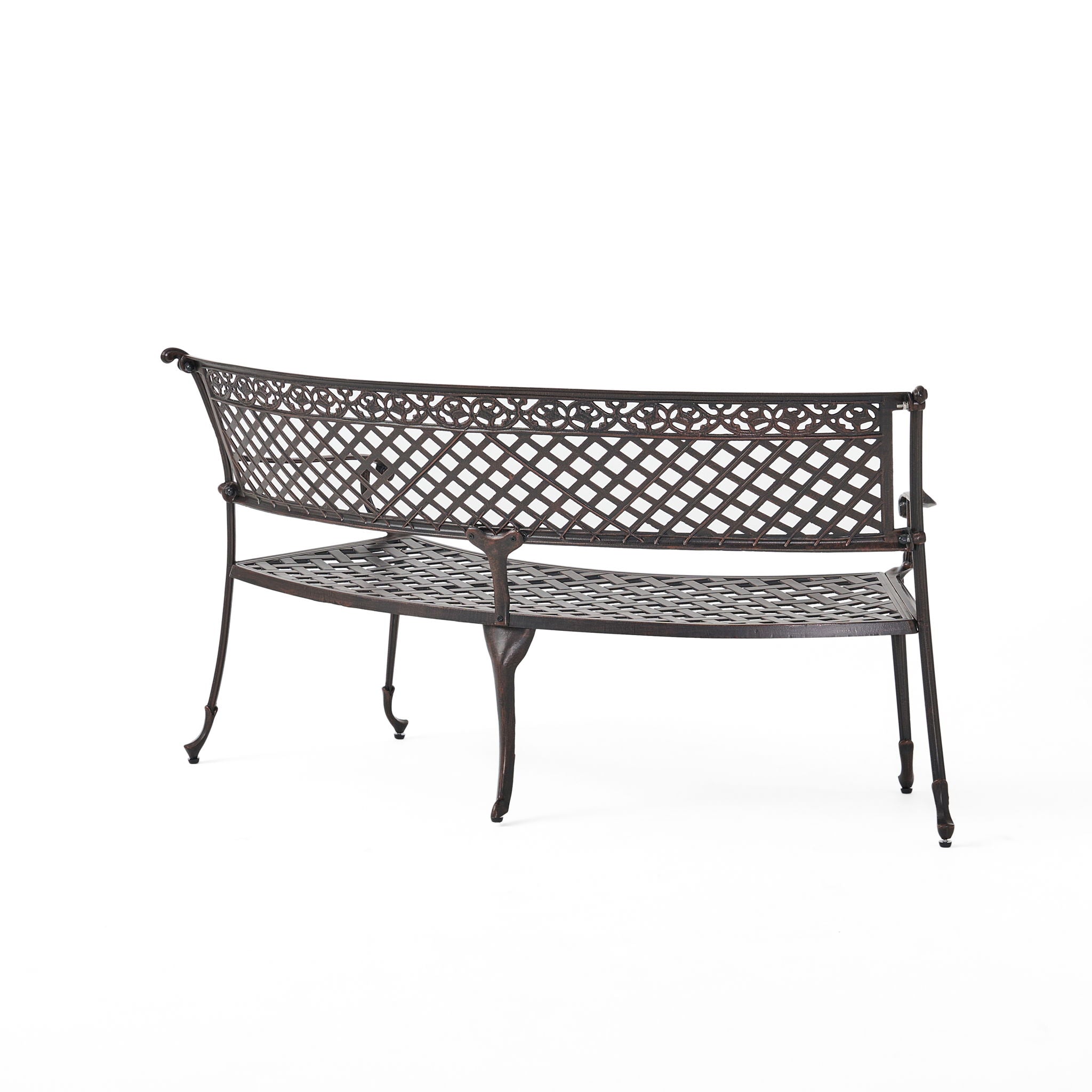 Sector - Bench With Curved Design And Diamond Cross Seat - Copper