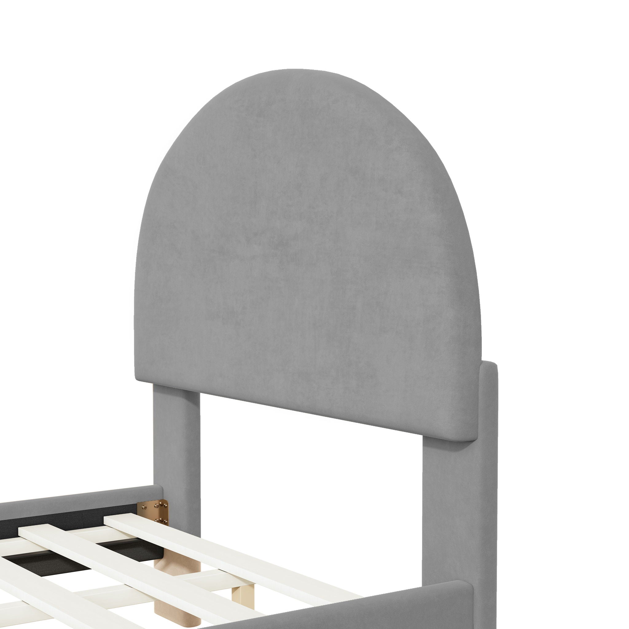 Upholstered Platform Bed With Classic Semi-Circle Shaped Headboard