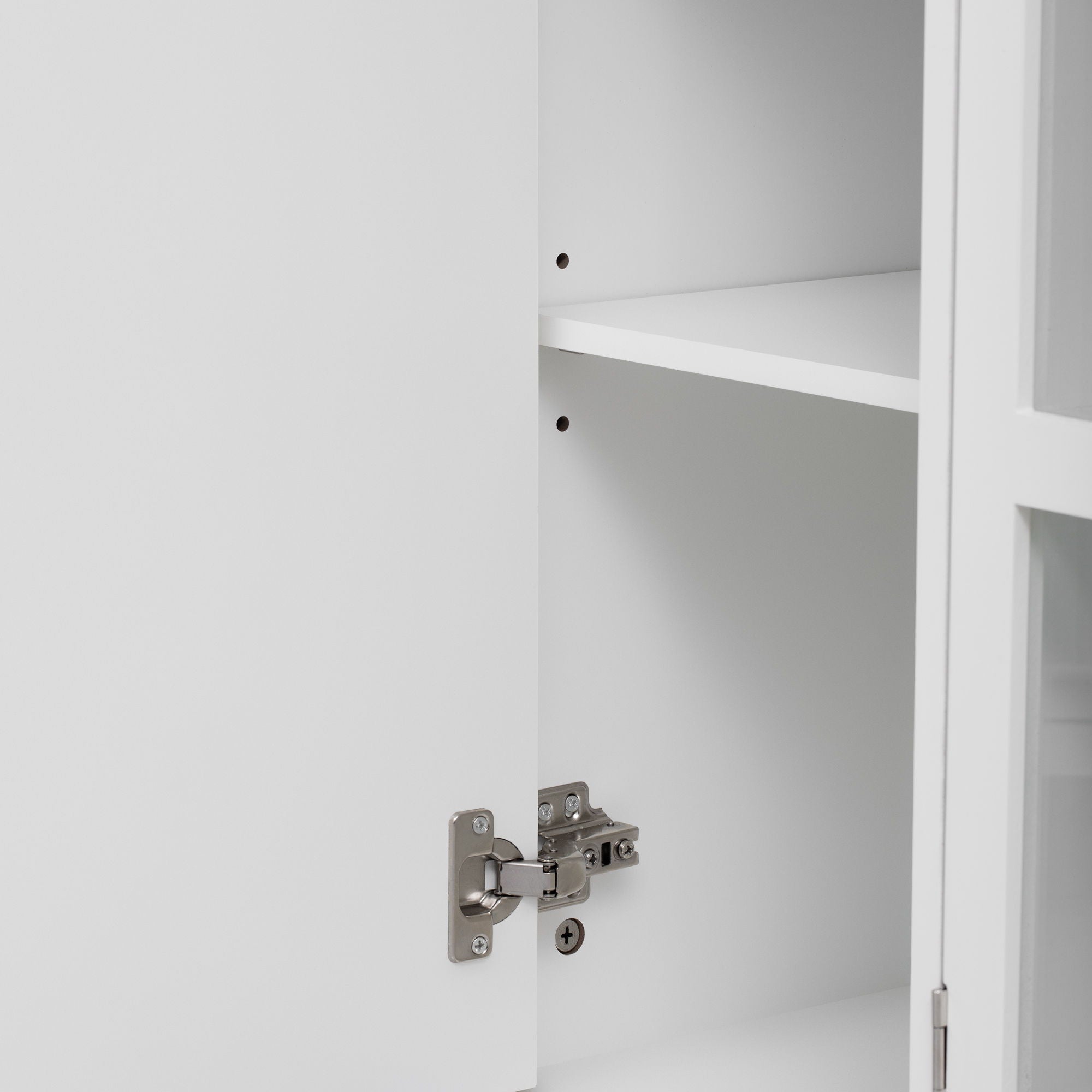 Retro TV Stand For TVs Up To 43", Entertainment Center Media Console Cabinet With 3 Spacious Cabinets, Glass Cabinet Doors And Anti-Tip Device For Living Room - White