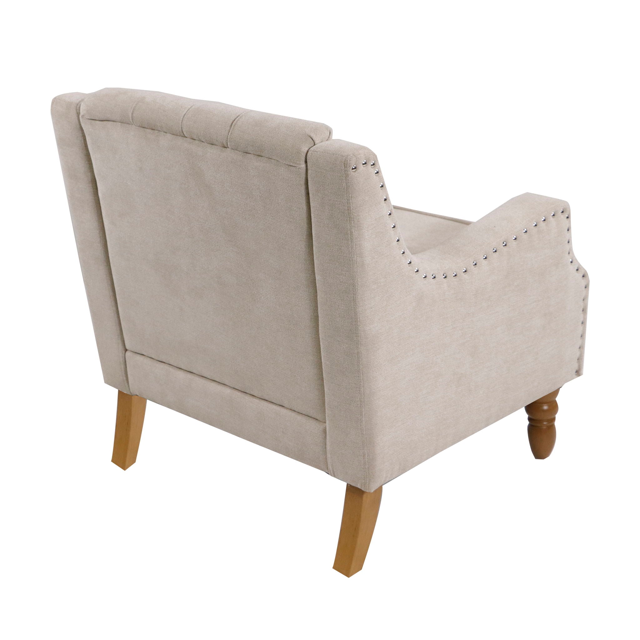 Accent Chair, Living Room Chair, Footrest Chair Set With Vintage Brass Studs, Button Tufted Upholstered Armchair For Living Room, Comfy Reading Chair For Bedroom, Reception Room - Best Buy Furniture