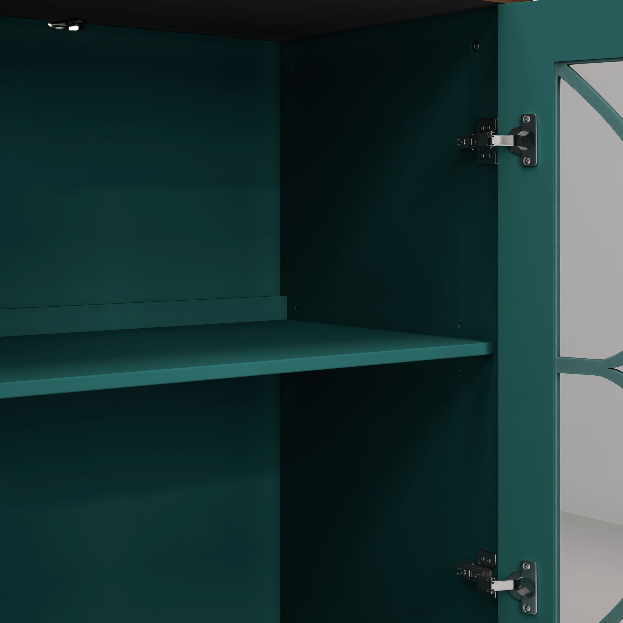 Elegant 4 Door Cabinet With Tempered Glass Doors