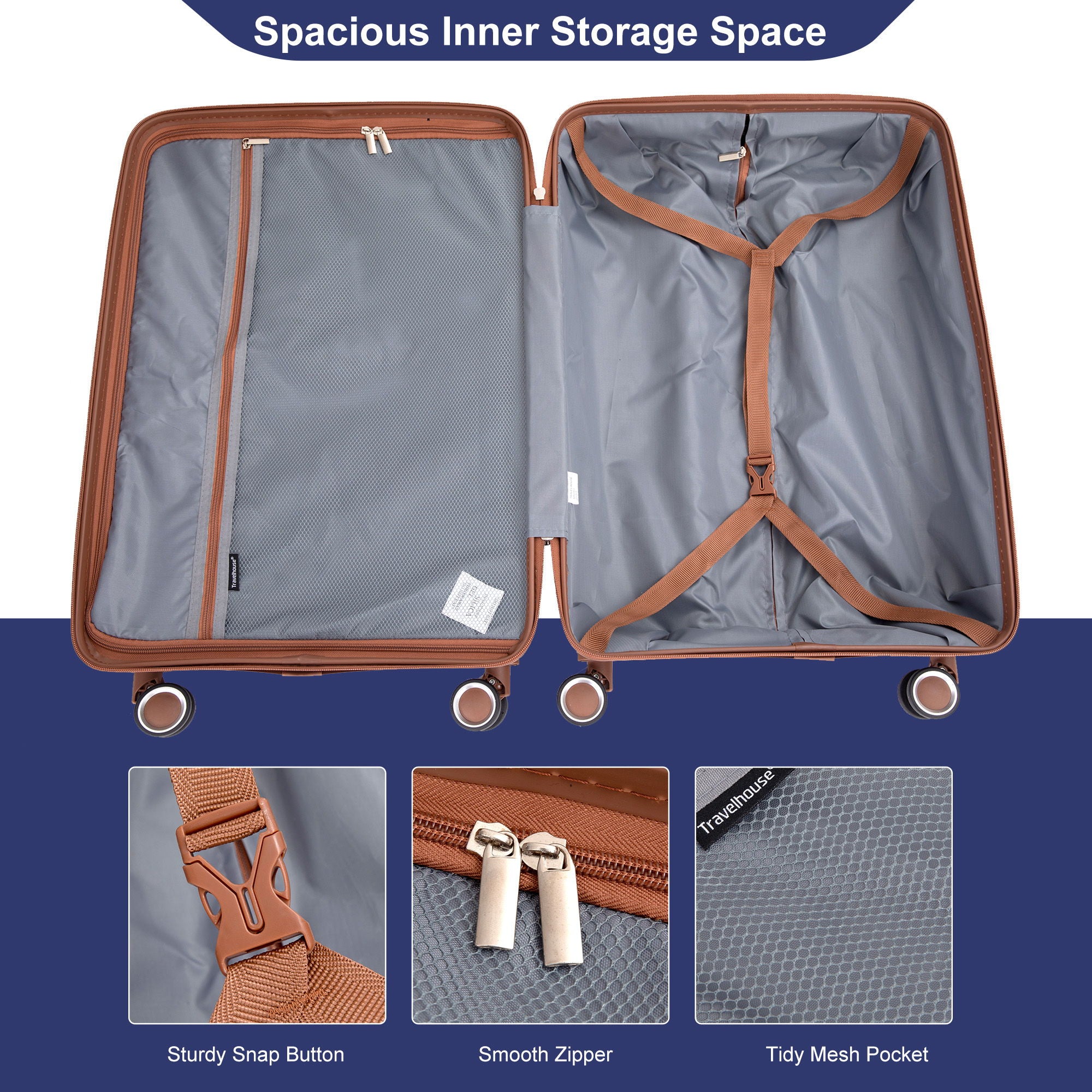 5 Piece Set Hardshell Carry On Luggage Set With Tsa Lock