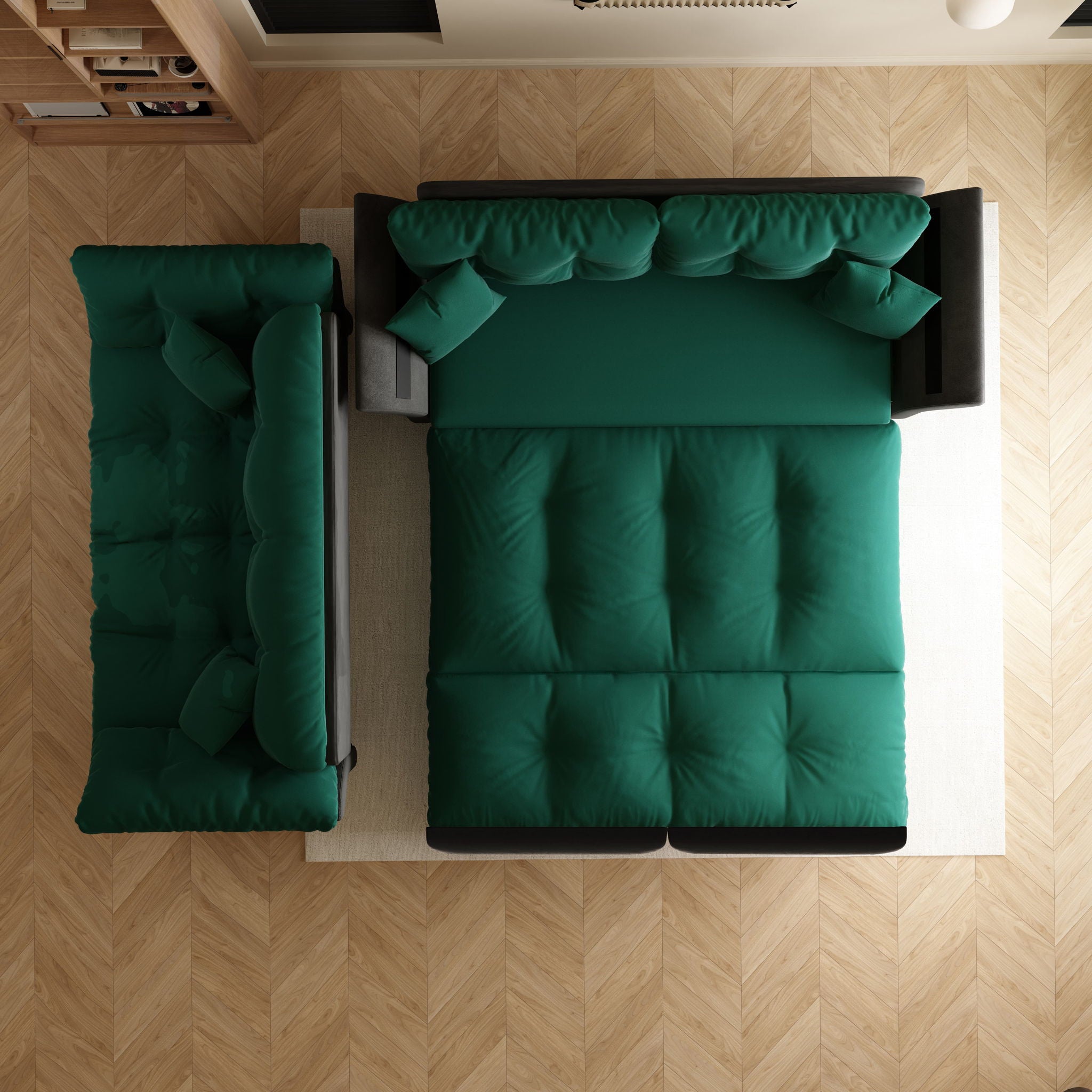 Queen Pull Out Sofa Bed, 3 In 1 Convertible Sleeper Tufted Sofa With 2 Soft Pillows