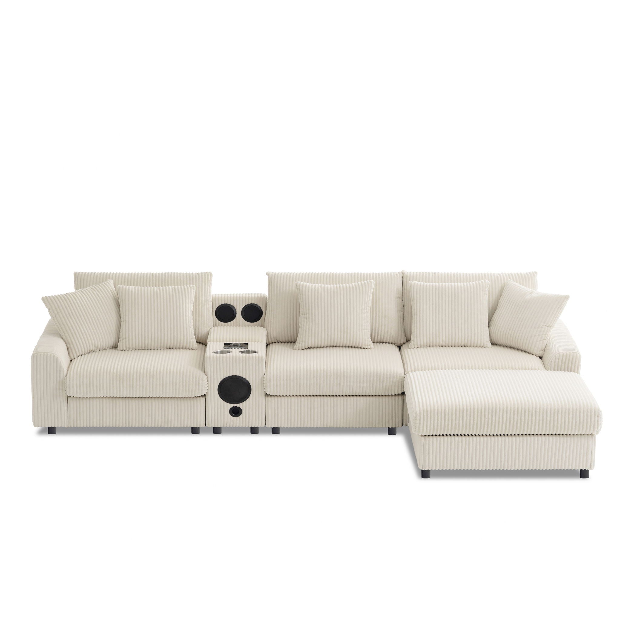 Sectional With Bluetooth Speakers L Shaped Couch With Console USB Charger, Cup Holders Storage Ottoman Deep And Wide Seat Cloud Sofa - Best Buy Furniture
