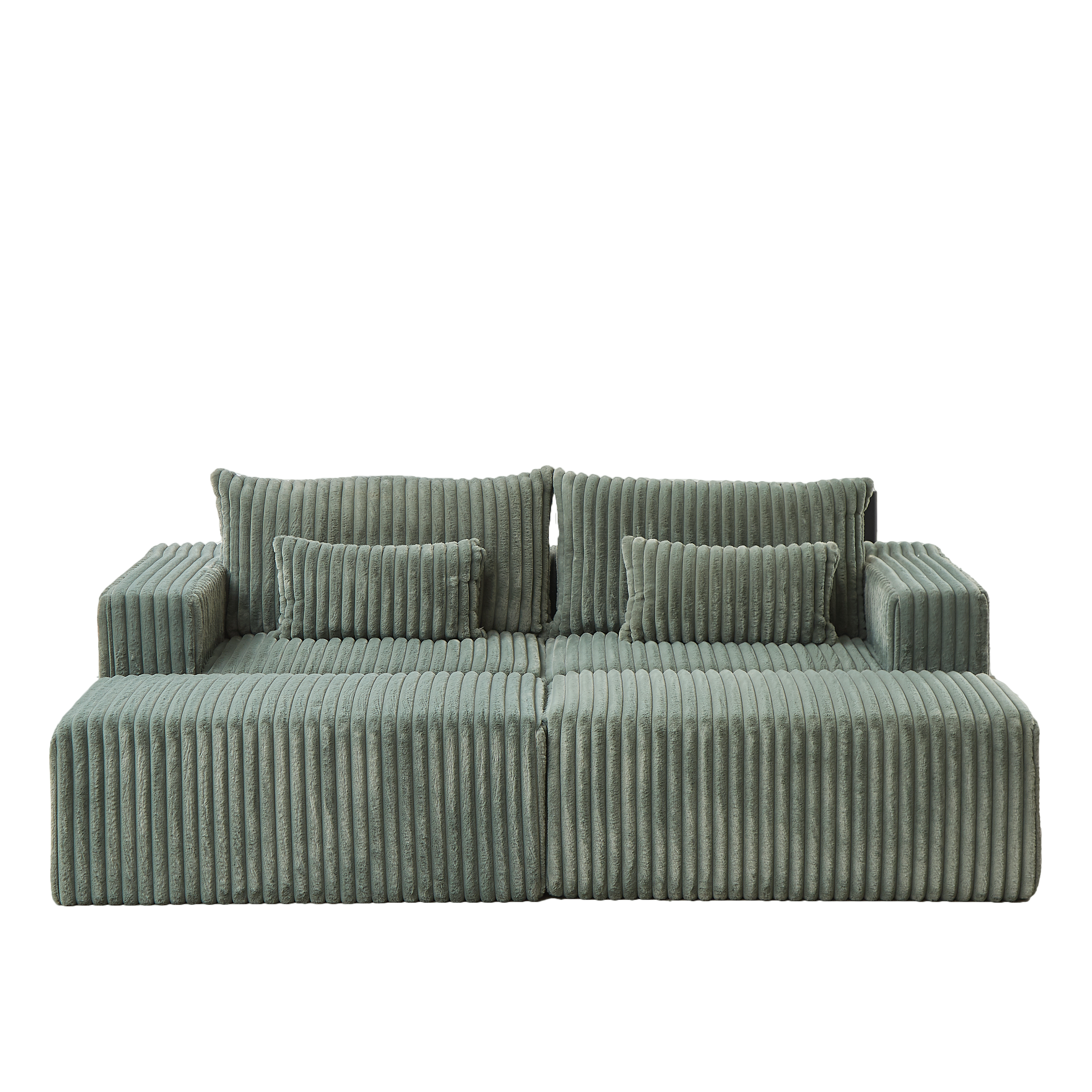 87' Oversized Sectional Lounge Chaise with Plush Corduroy Fabric