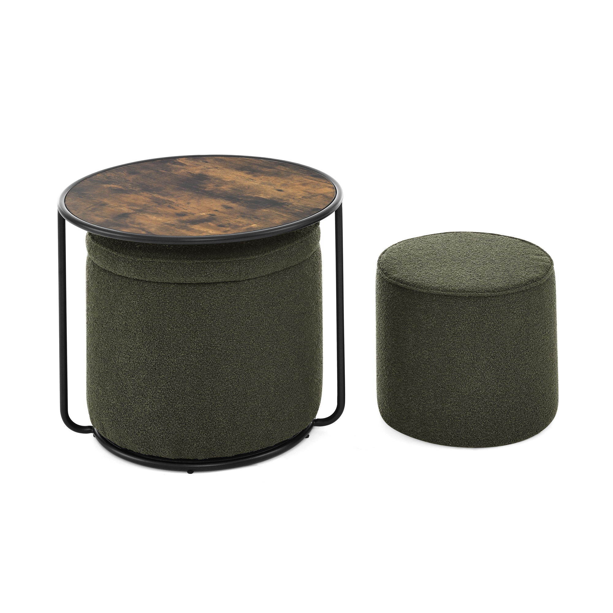 Multi Functional Ottoman And Table Set With Drum Stool