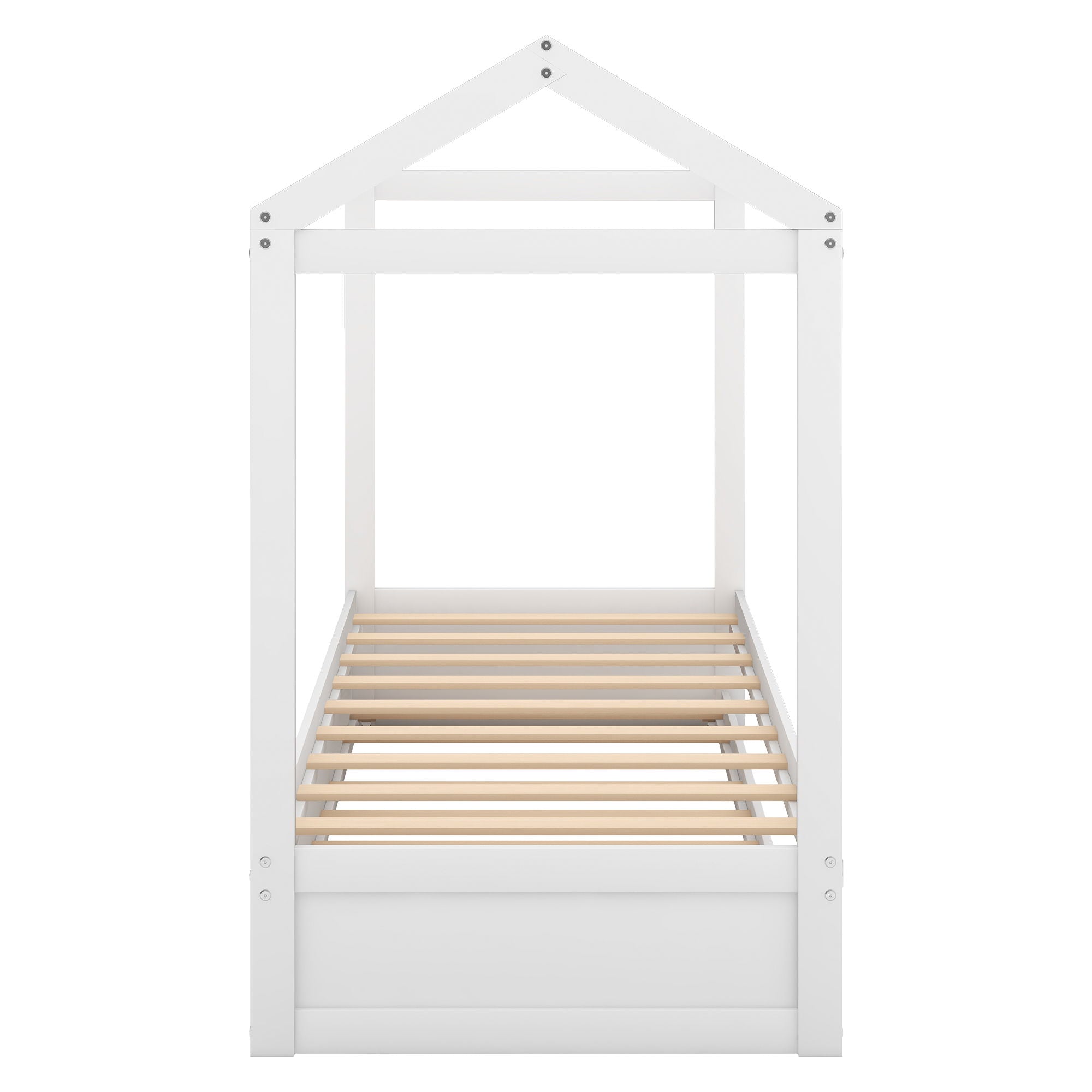 House Bed With Trundle In, Twin Size - White