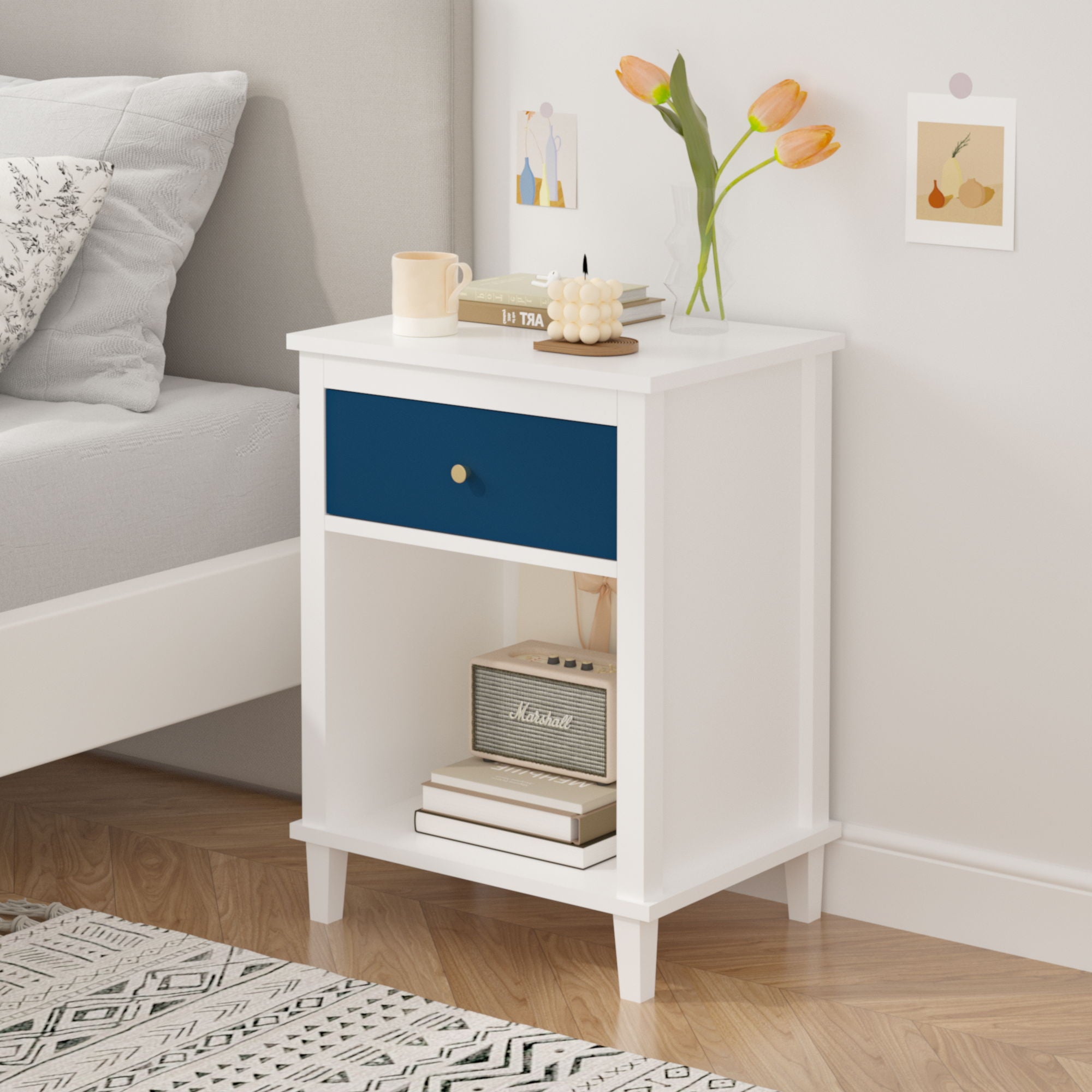 Nightstand With 1 Drawer 1 Shelf
