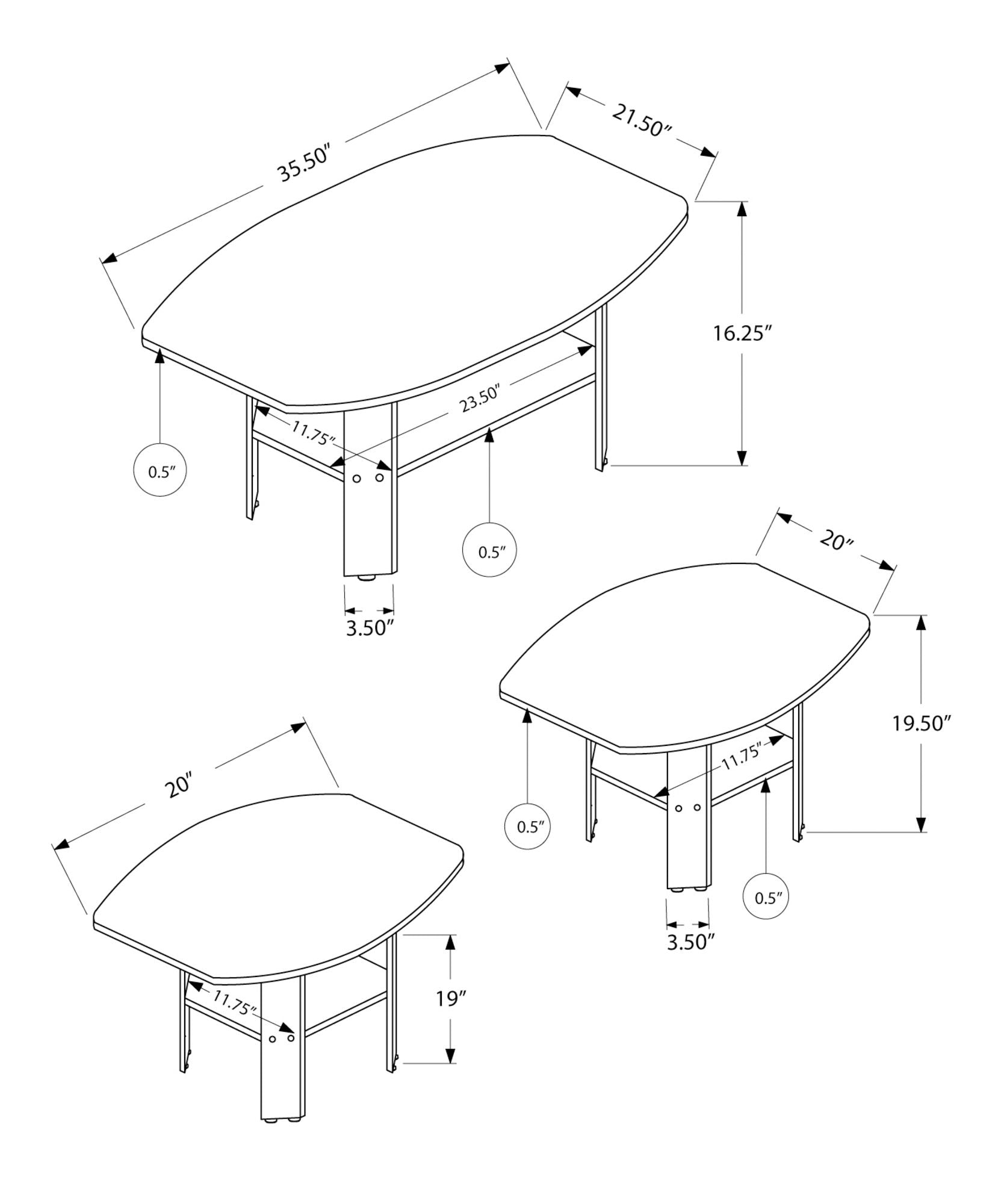 Table Set: Coffee, End, Side, Accent, Living Room, Transitional (Set of 3) - Espresso - Best Buy Furniture