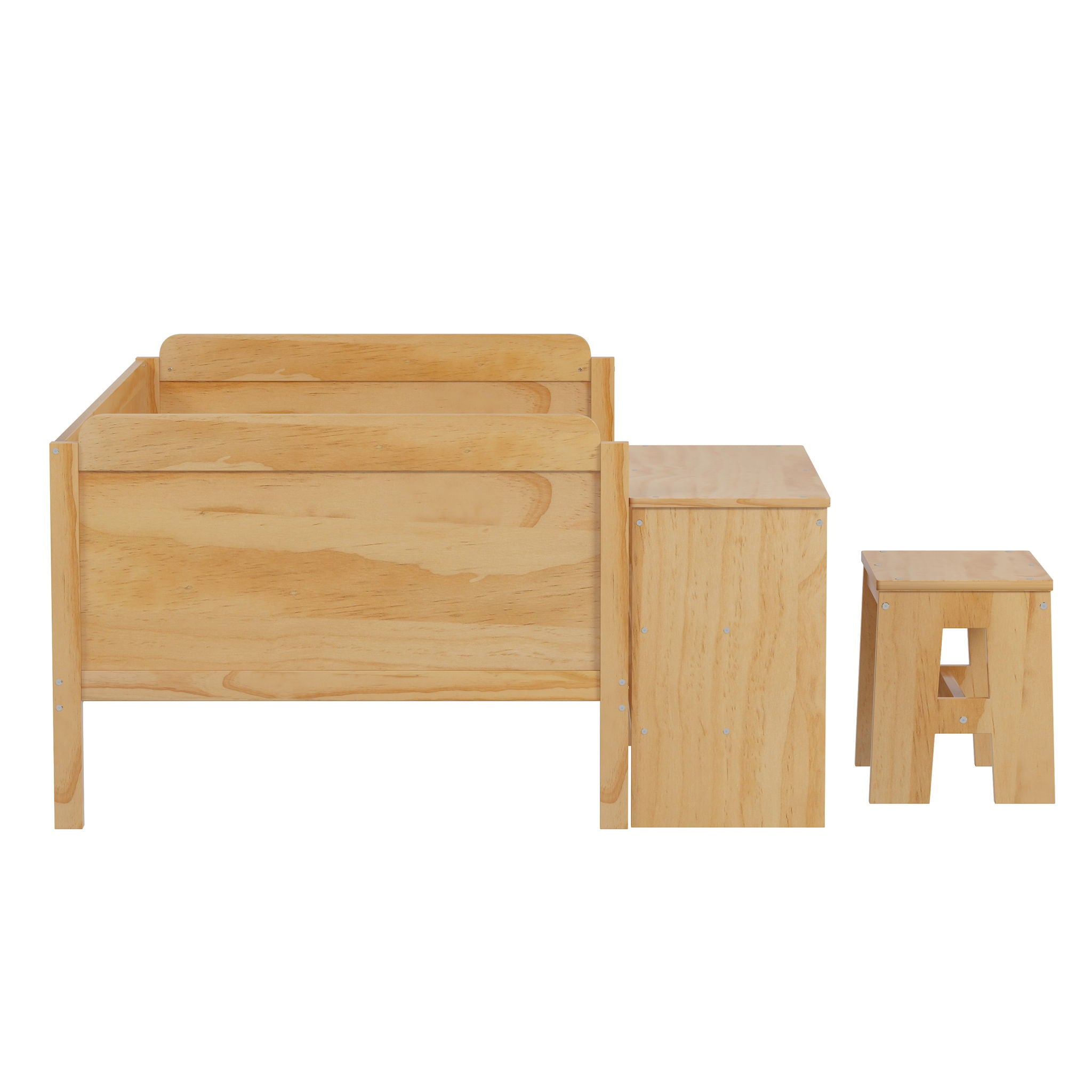 Daybed With Storage Shelves And Lockers, Multi Functional Bed With Study Desk And Matching Stool