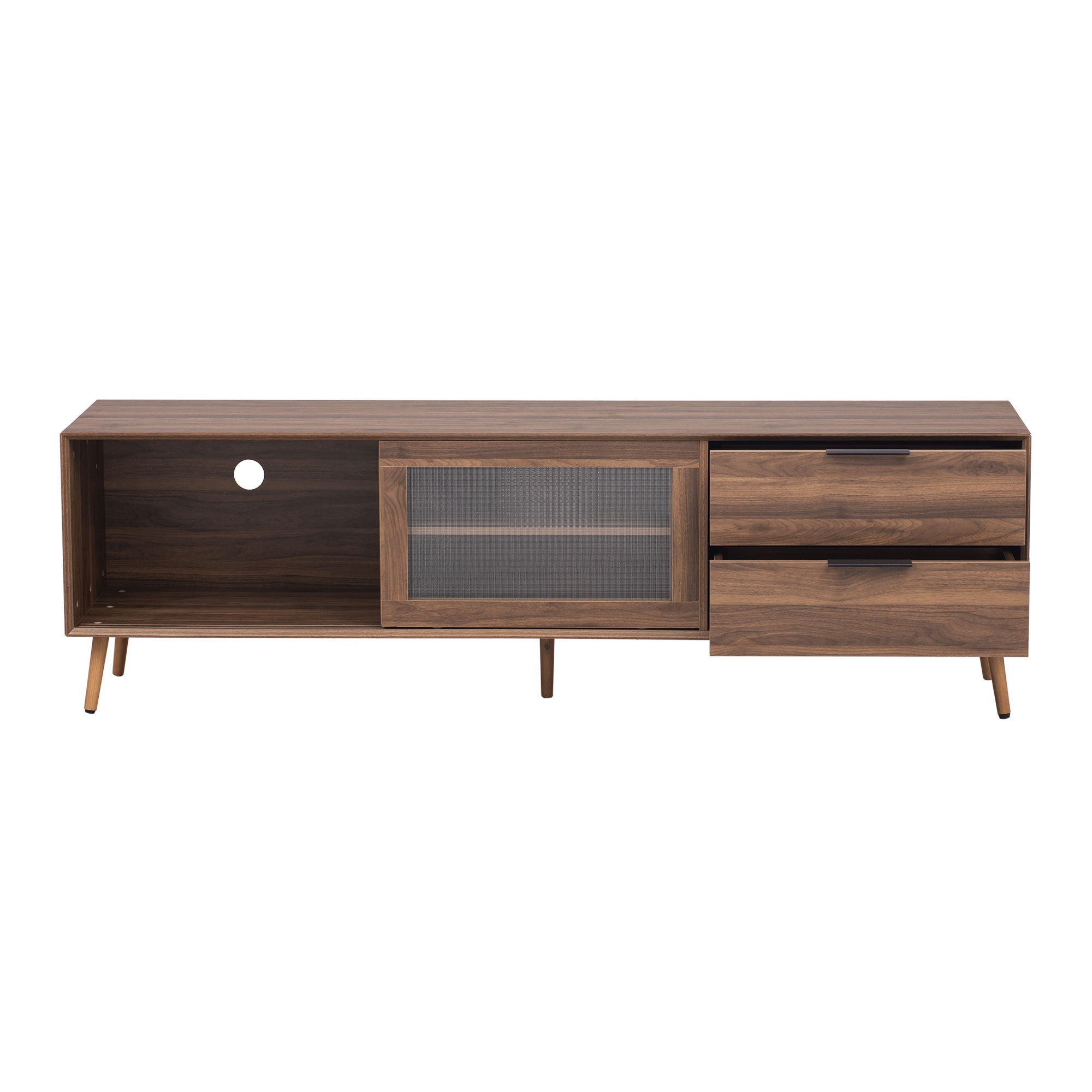 TV Stand, Media Console With 2 Doors, 2 Drawers & Storage Cabinet - Walnut
