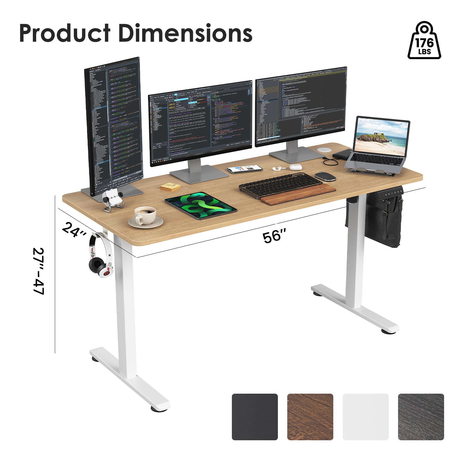 STARY Electric Standing Desk Adjustable Height Light Oak - Best Buy Furniture