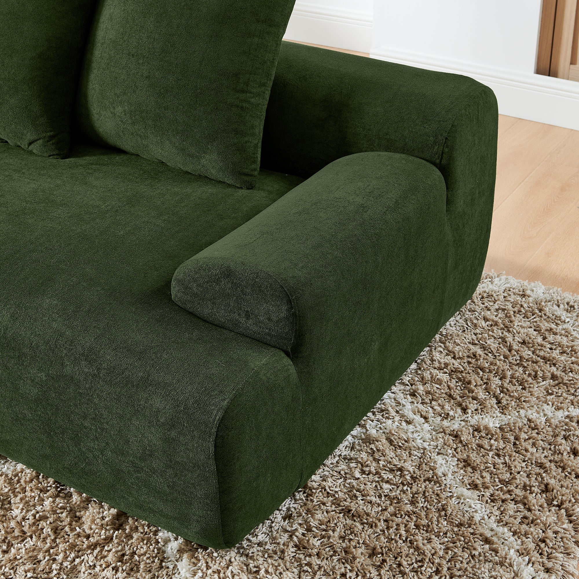 110.25x67'' Modern Upholstered L-Shape Sectional Sofa Velvet Green