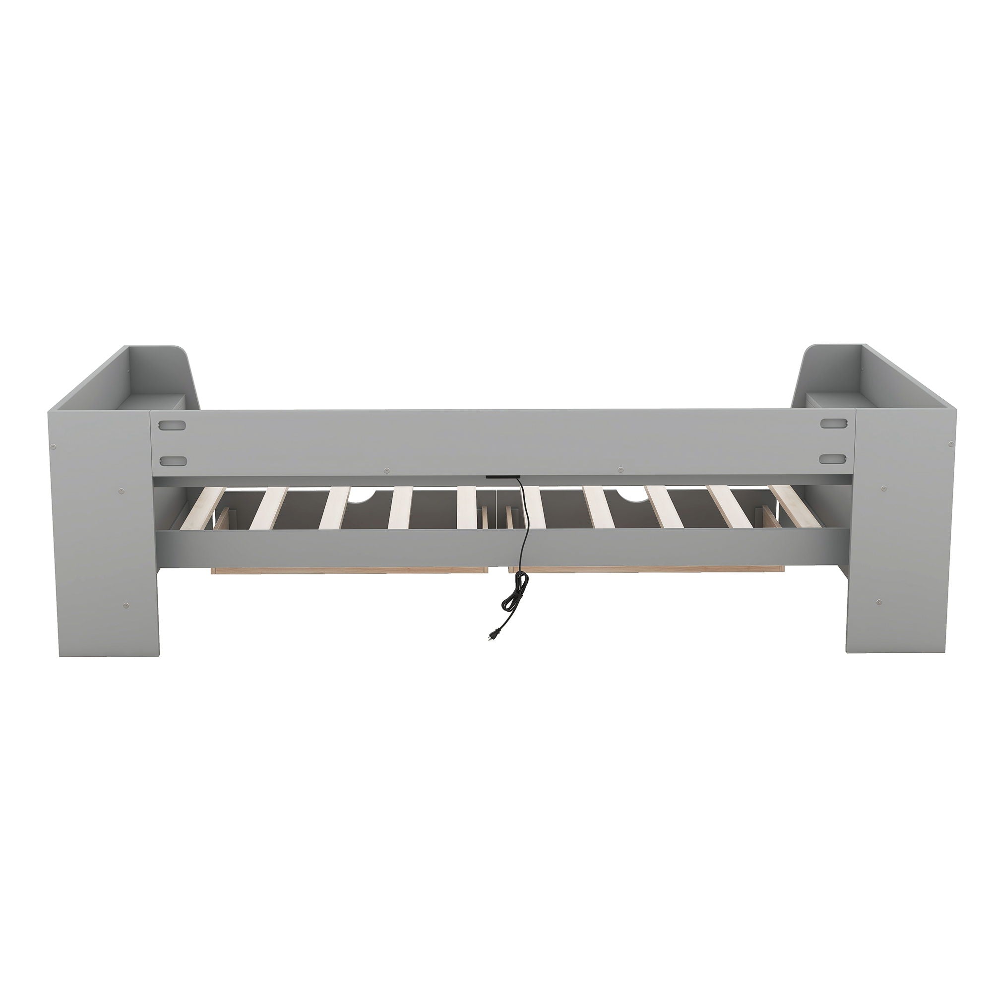 Daybed With Shelves, Drawers And Built In Charging Station