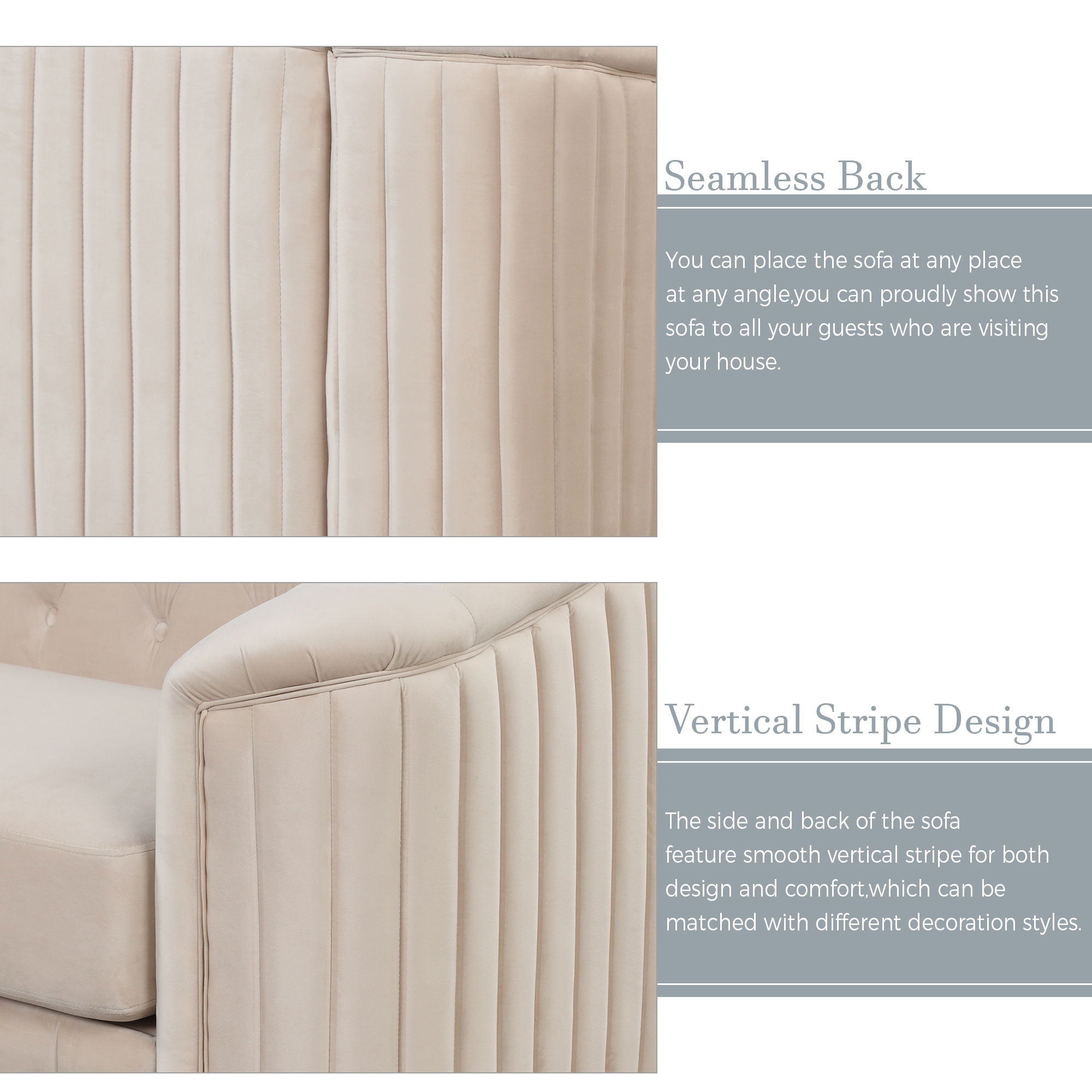 Upholstered 3 Piece Sofa Set With Legs