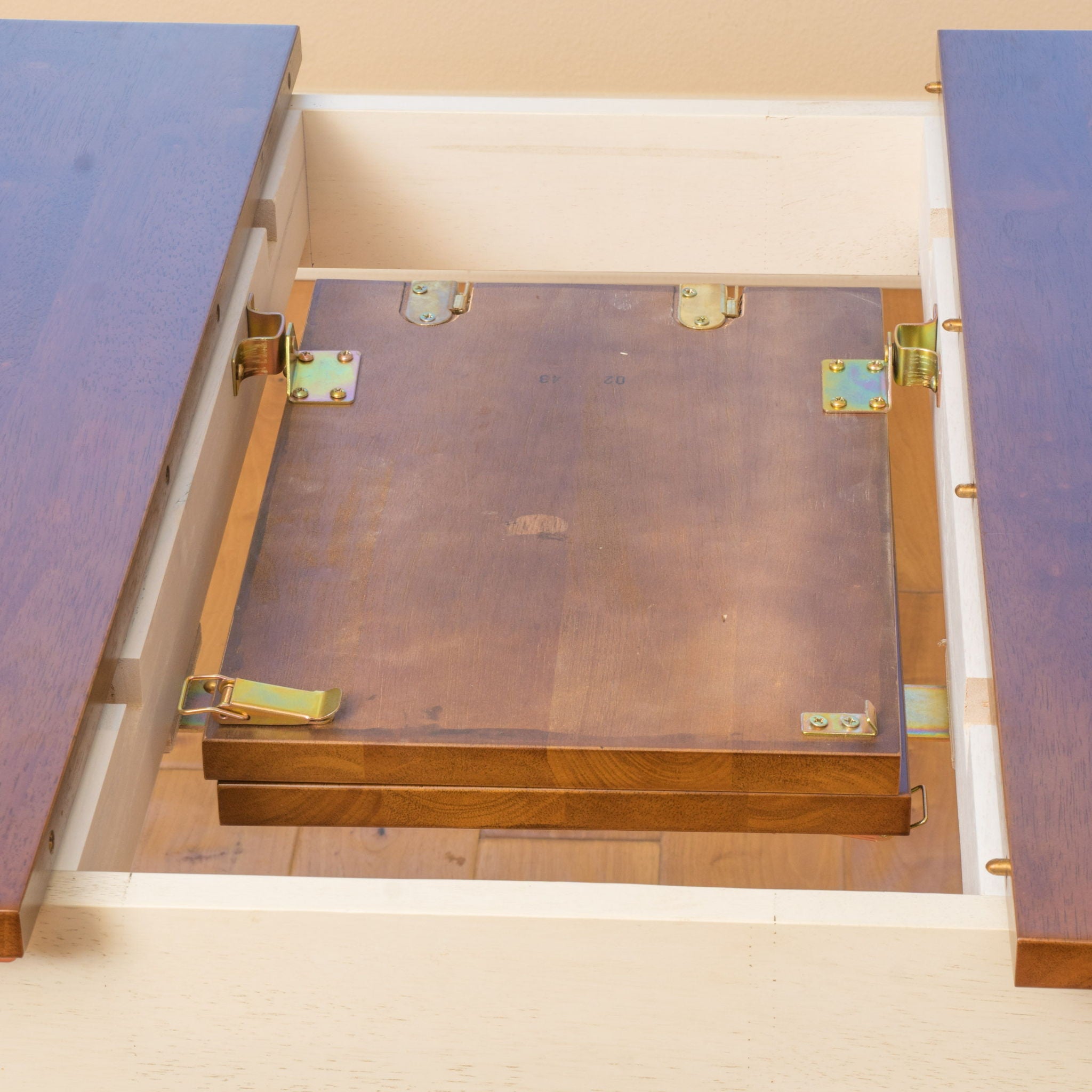 Rectangle Dining Table With Cream Legs - Dark Oak