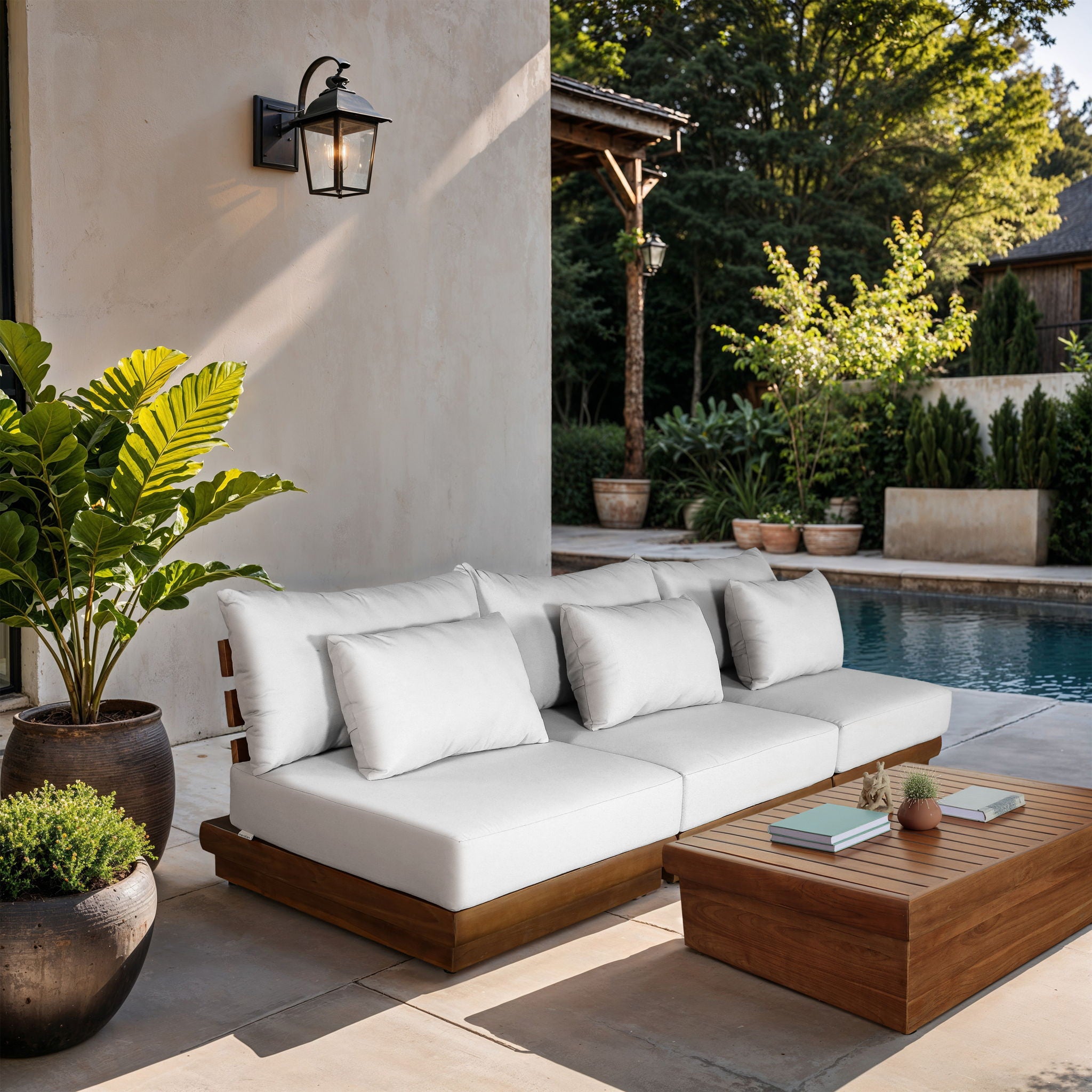 Mirella - 3 Piece Water Resistant Fabric Upholstered Outdoor Patio Modular Sofa