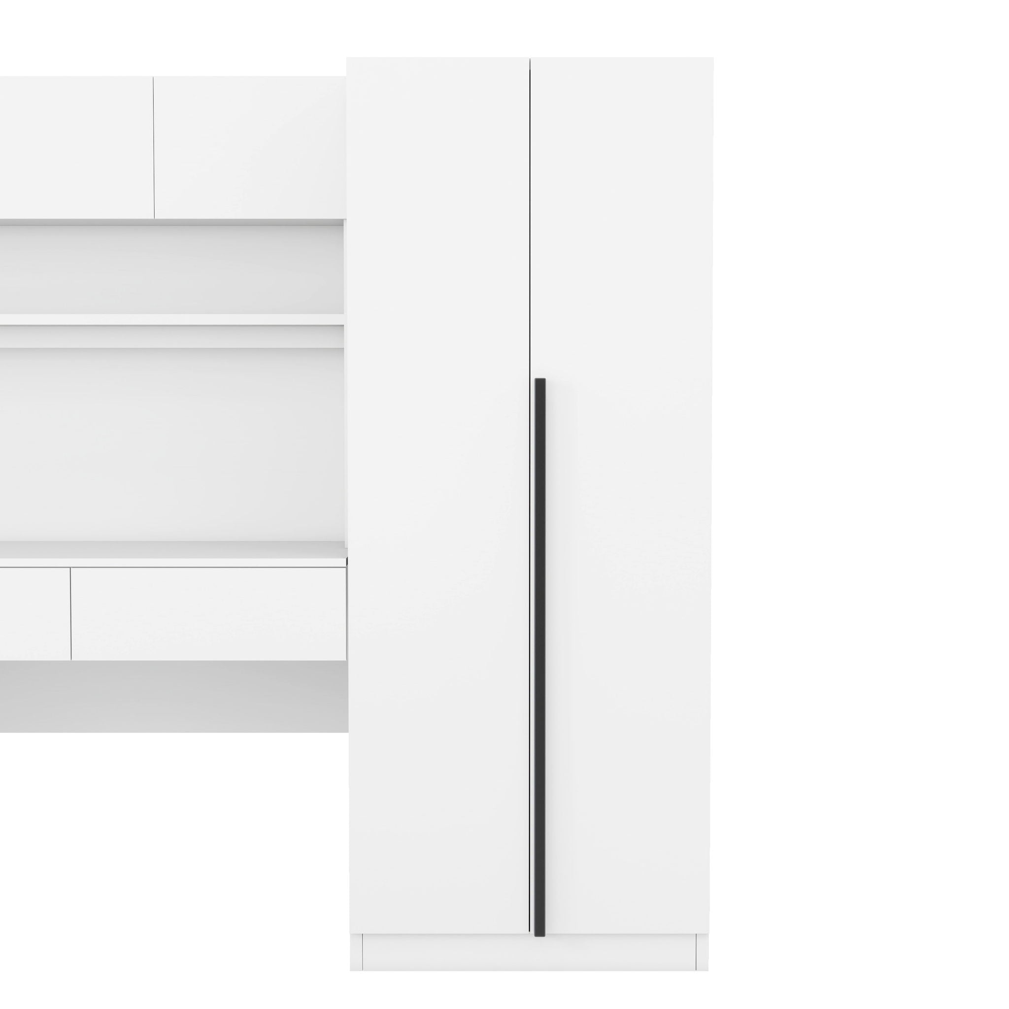 2 Door Storage Desk Wardrobe For Bedroom With Shelves And Drawers