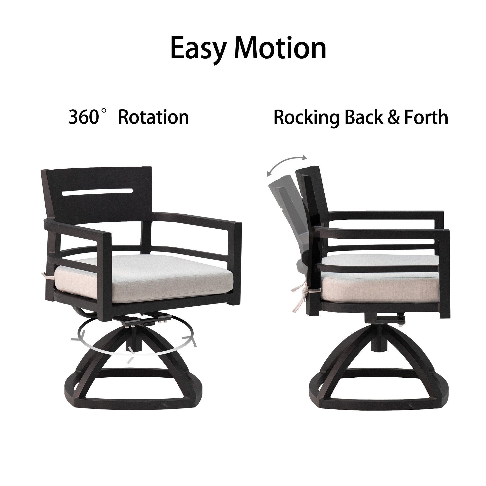 7-piece outdoor patio aluminum furniture, modern dining set, ember black