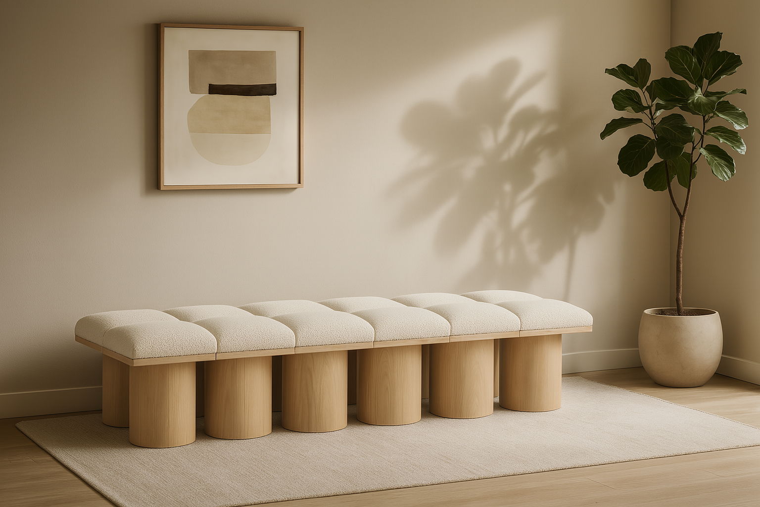 Pavilion - 12 Piece Modular Bench With Natural Base