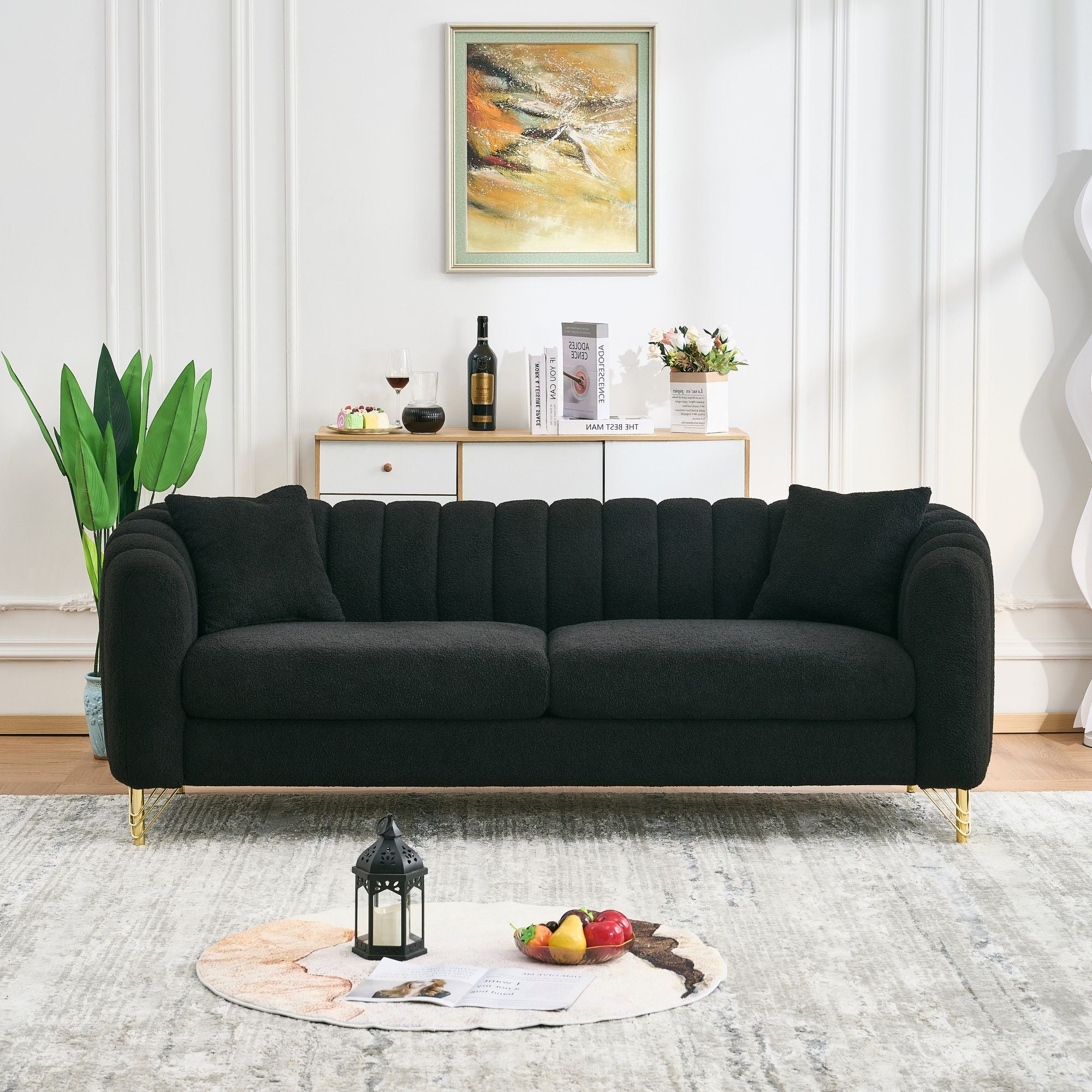 Oversized Sofa, 3 And 3 Seater, Tufted Couch For Living Room - Black