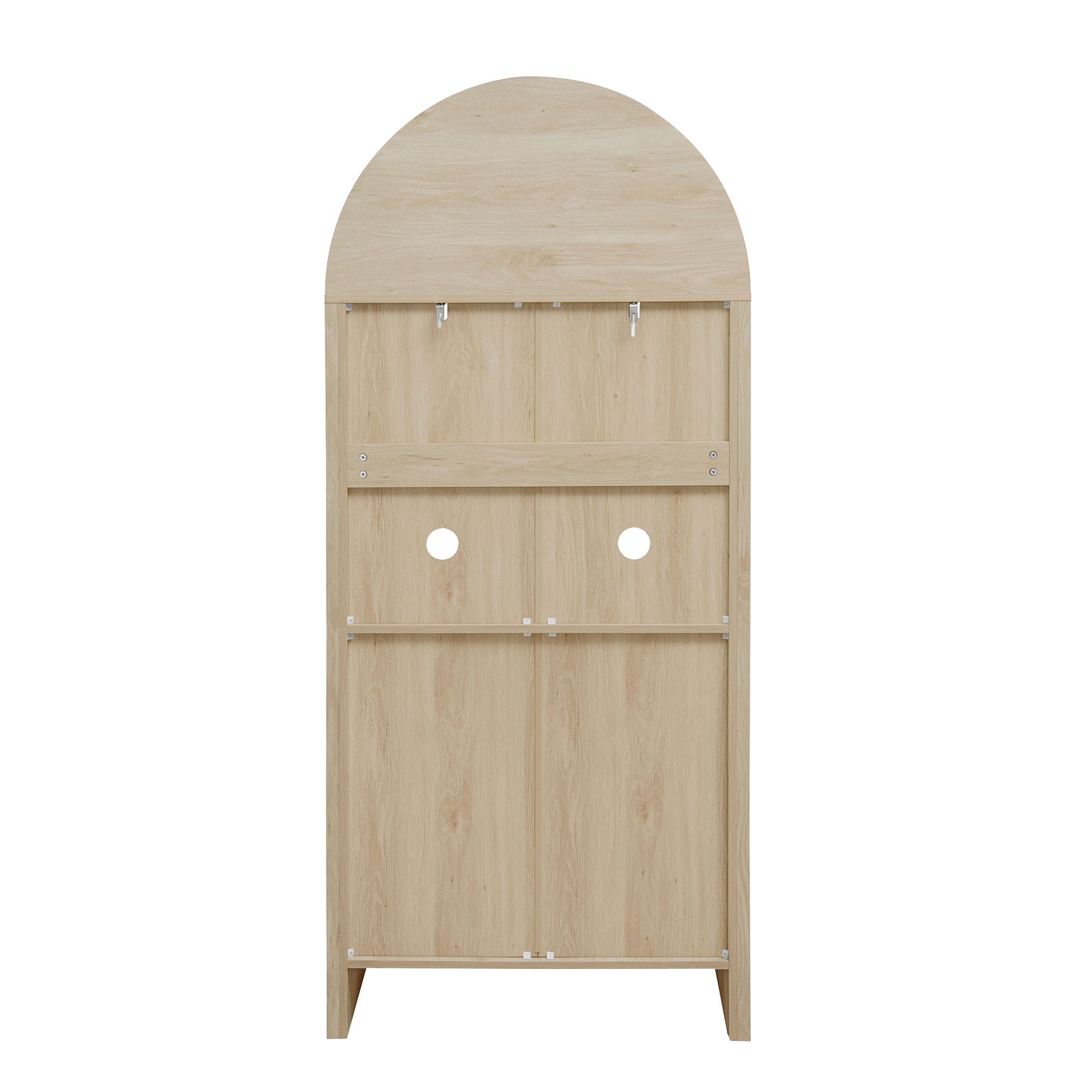 Arched Kitchen Pantry, Modern Farmhouse Wood Kitchen Storage Cabinets, Arched Storage Display Cabinet With Adjustable Shelves, Versatile Cupboard For Kitchen, Dining Room, Living Room - Natural