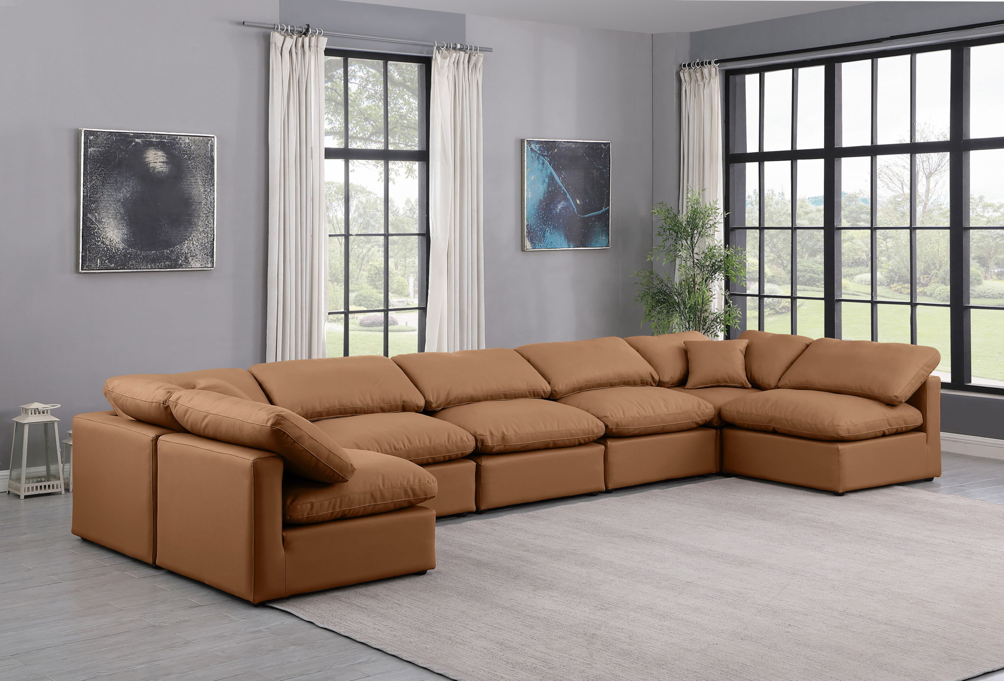 Indulge - Faux Leather 7 Piece Modular U-Shaped Sectional