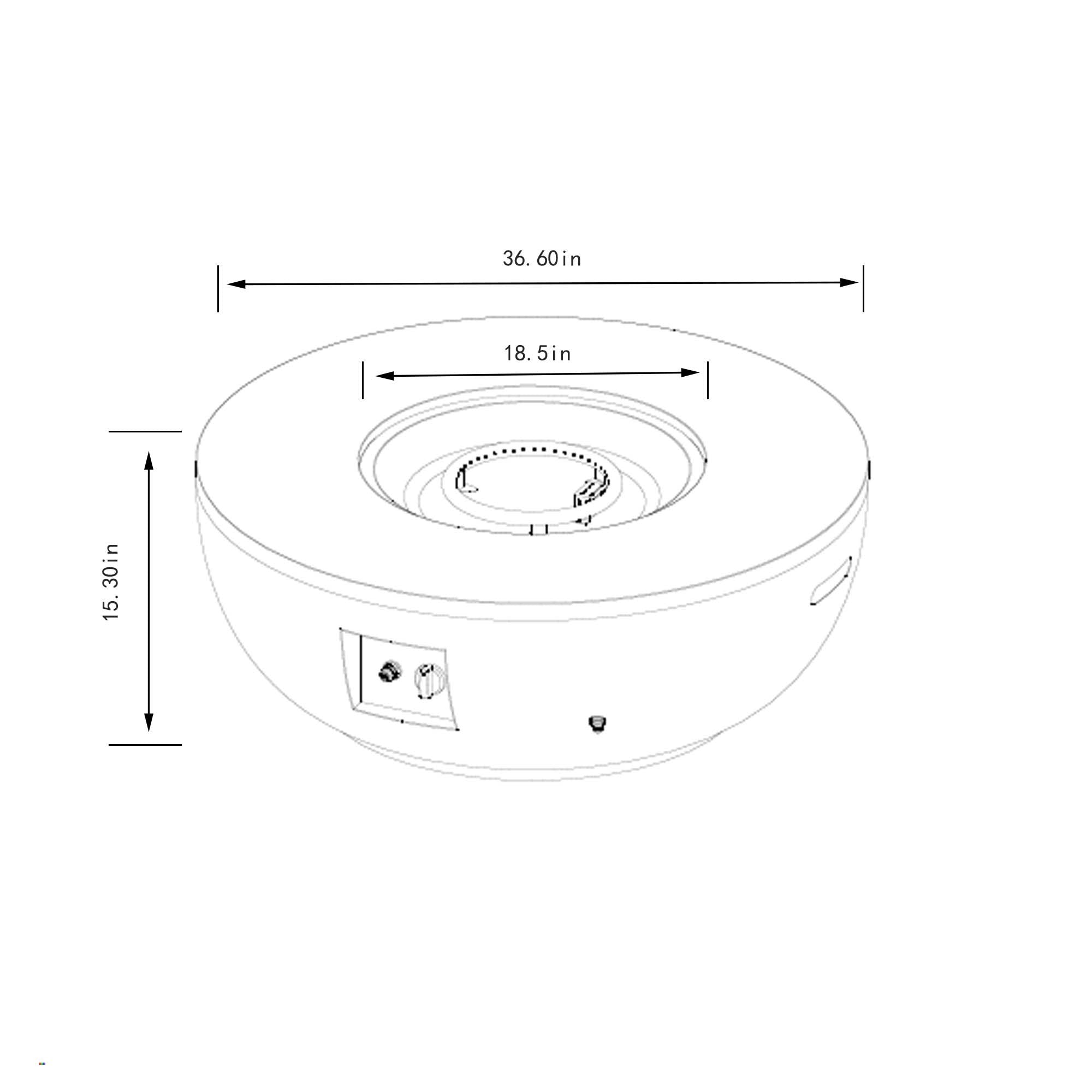 36'' Propane Gas Fire Pit Table - Grey Steel