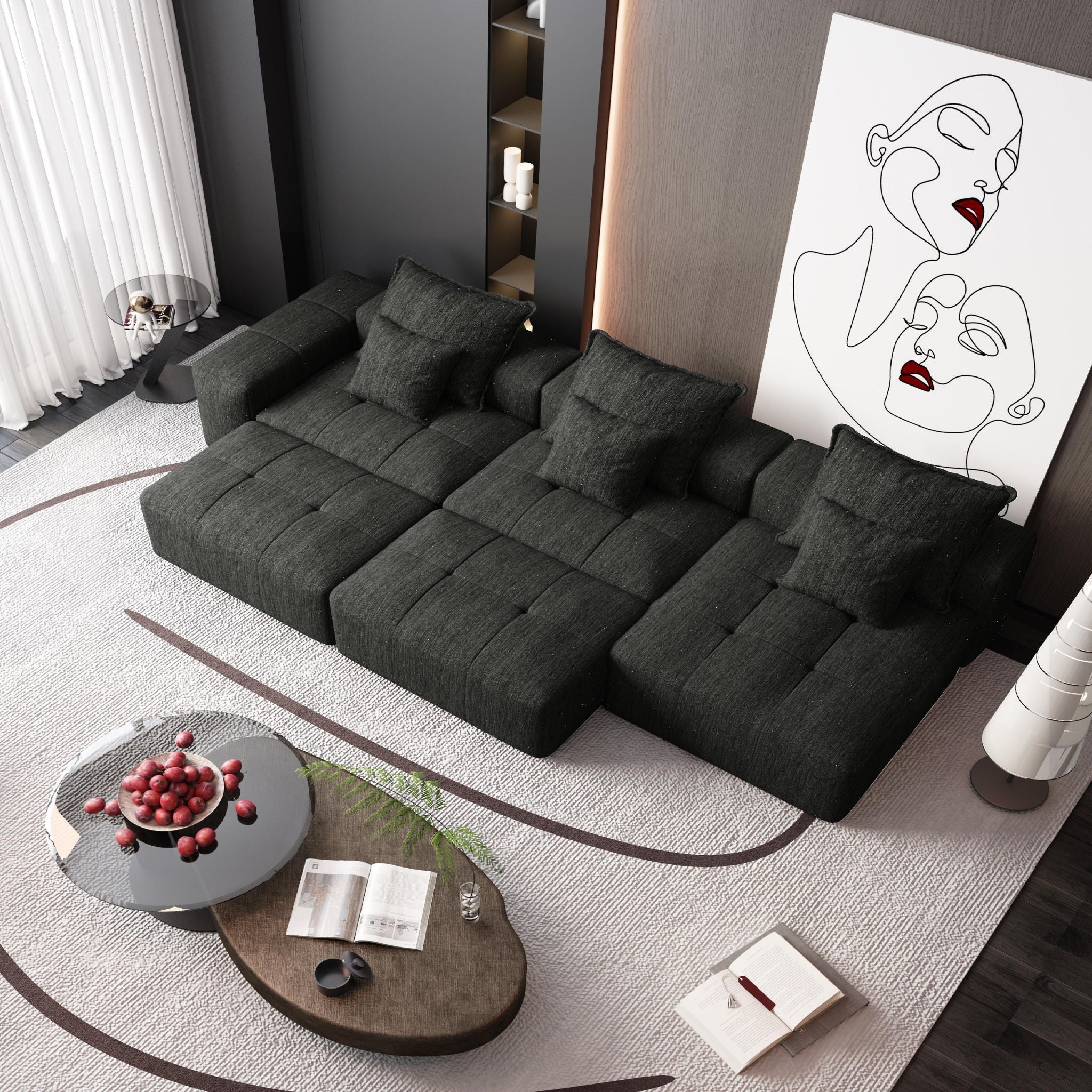 Modern Oversized Diy Combination Modular Sectional Sofa With Pillows