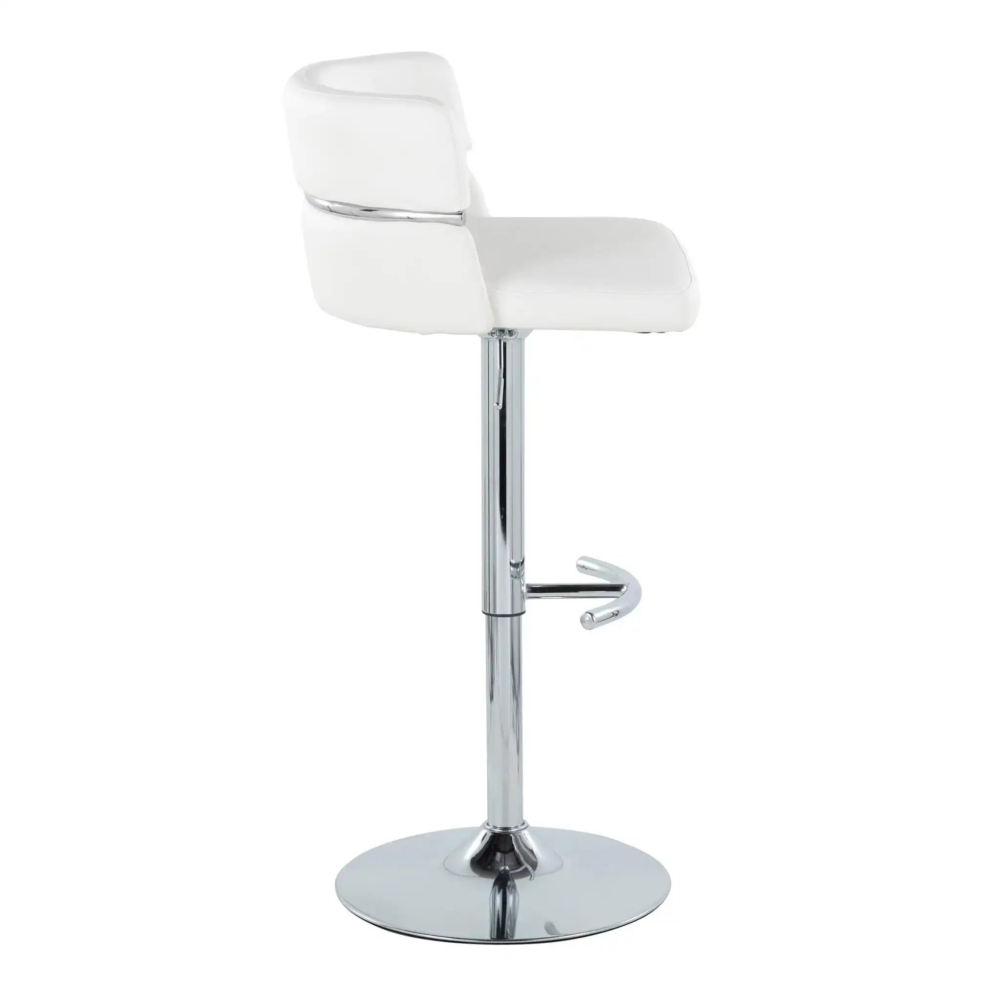 Cinch - Contemporary Adjustable Barstool With Swivel With Rounded T Footrest (Set of 2) - Chrome / White