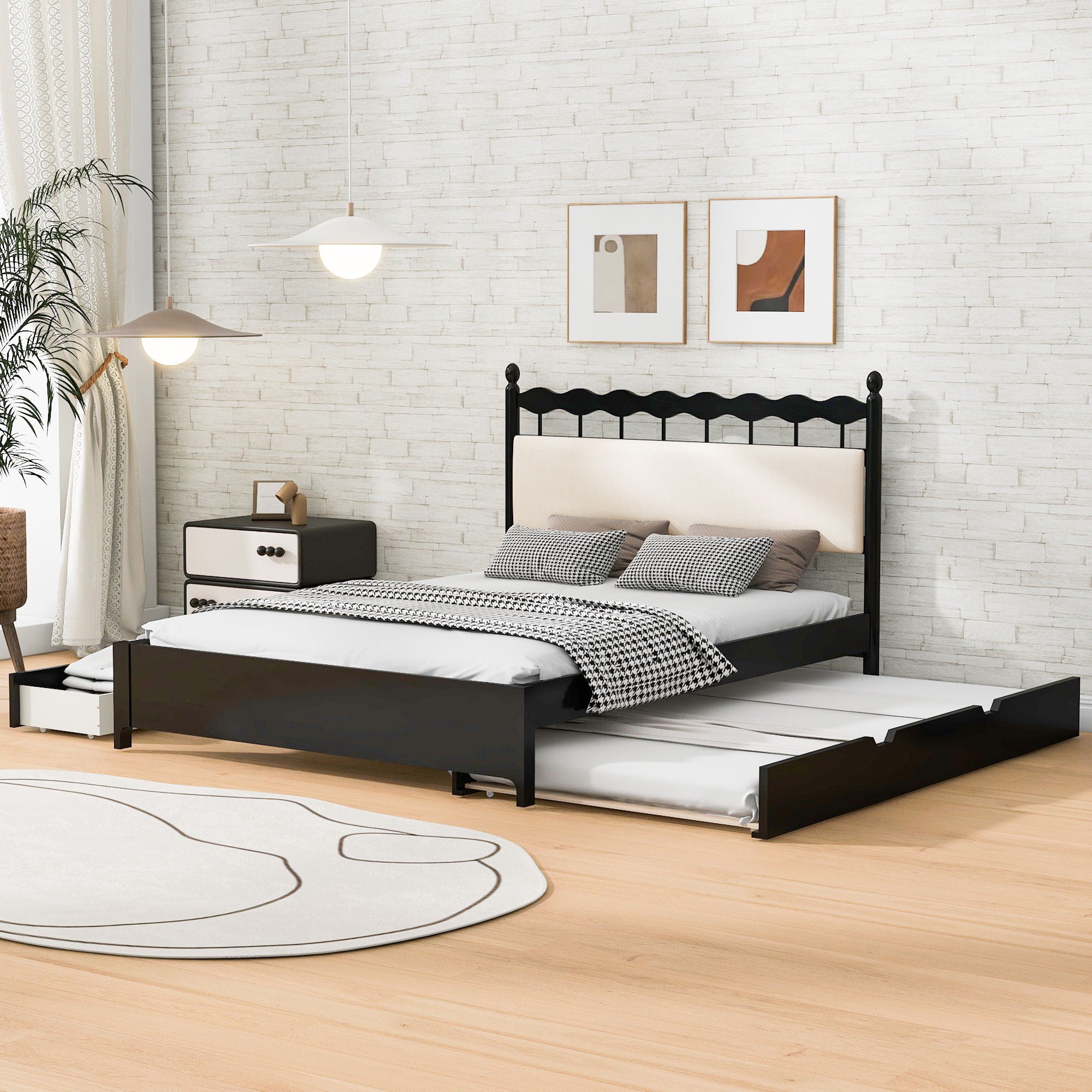 Storage Platform Bed With 2 Big Drawers & Trundle