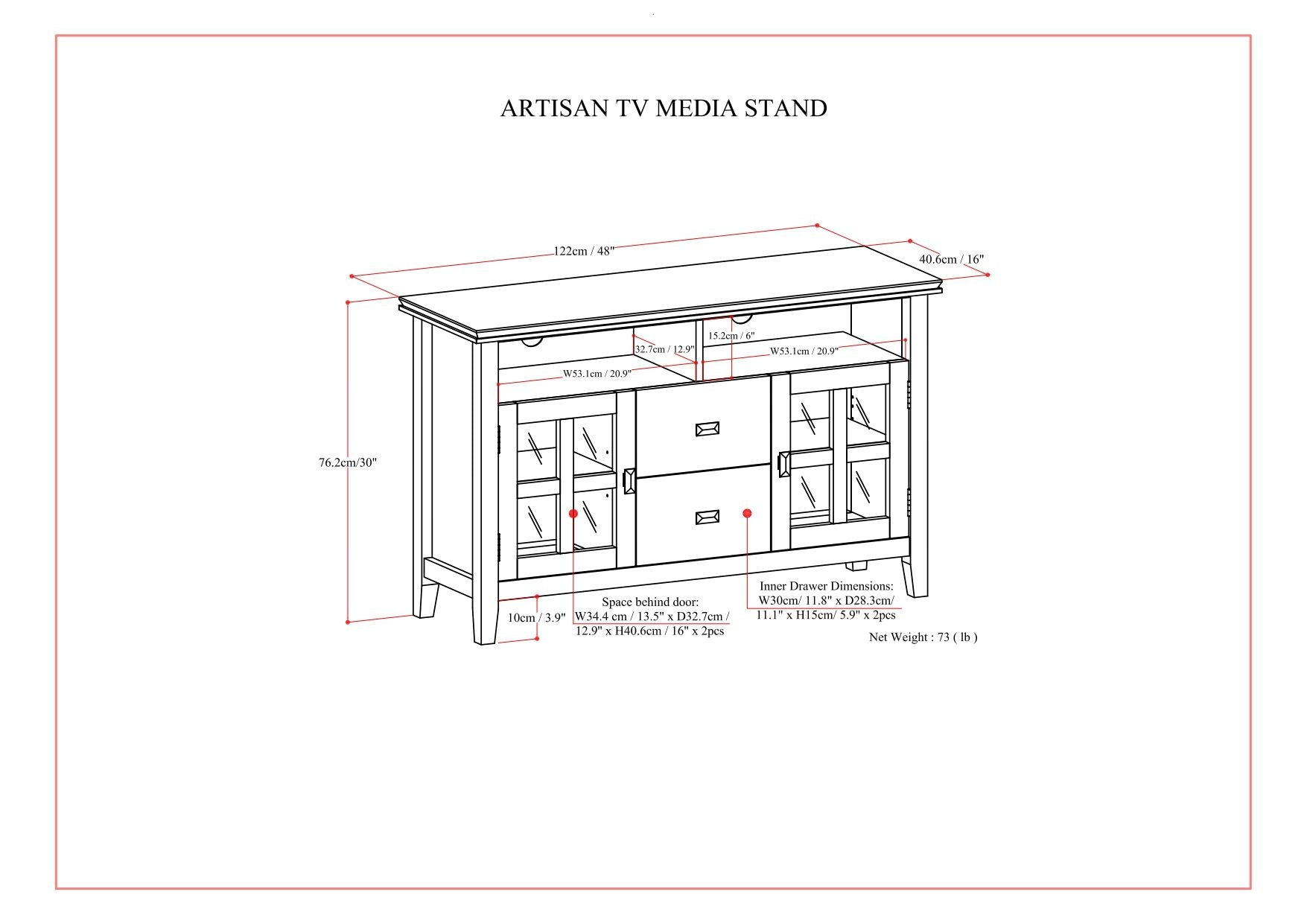 Artisan - TV Media Stand, Handcrafted - Russet Brown