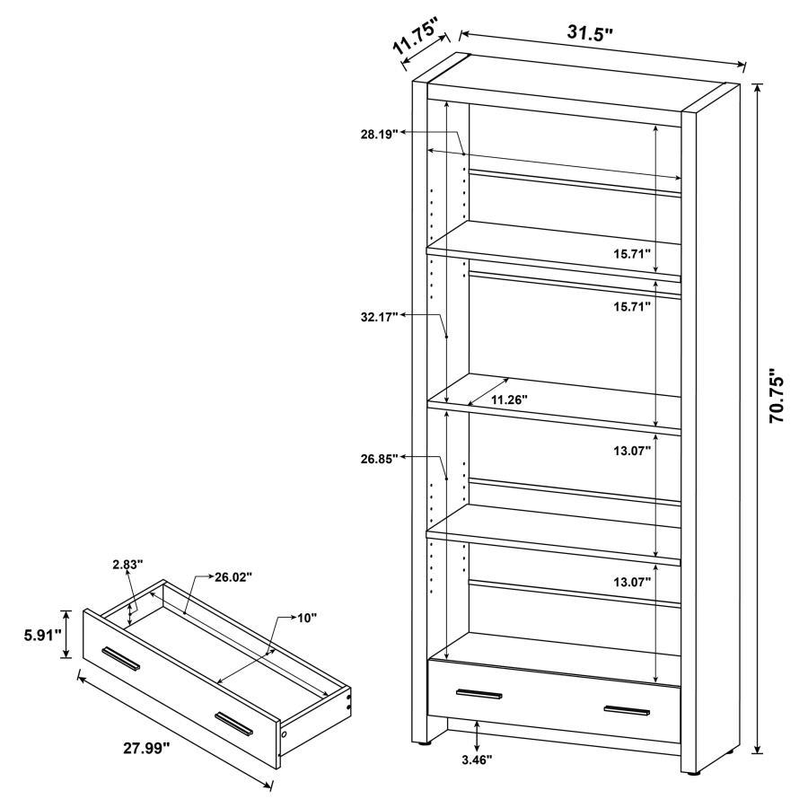 Skylar - 5-Shelf Bookcase With Drawer - Cappuccino - Best Buy Furniture