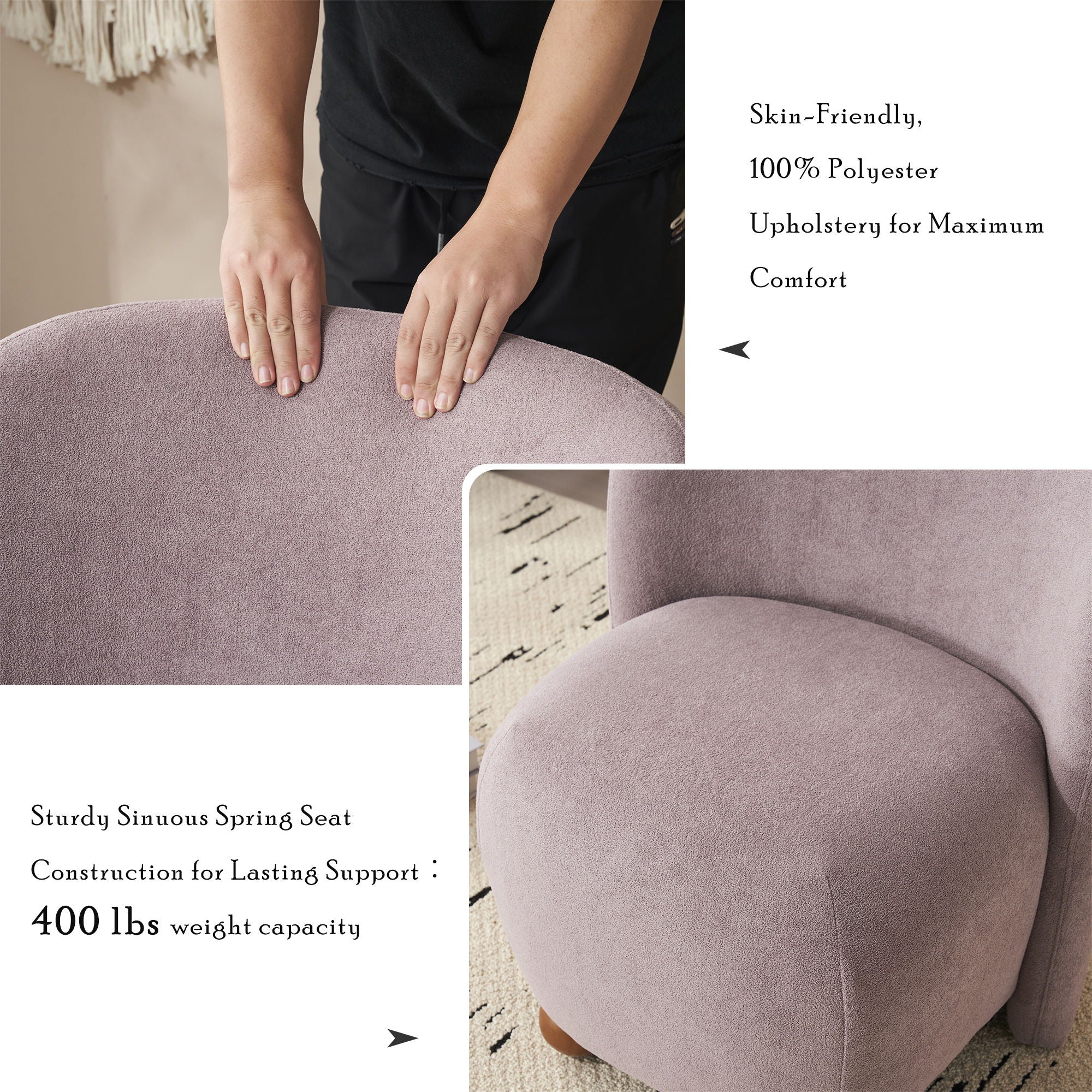 Modern Low Back Accent Upholstered Armless Living Room Chairs, Round Feet