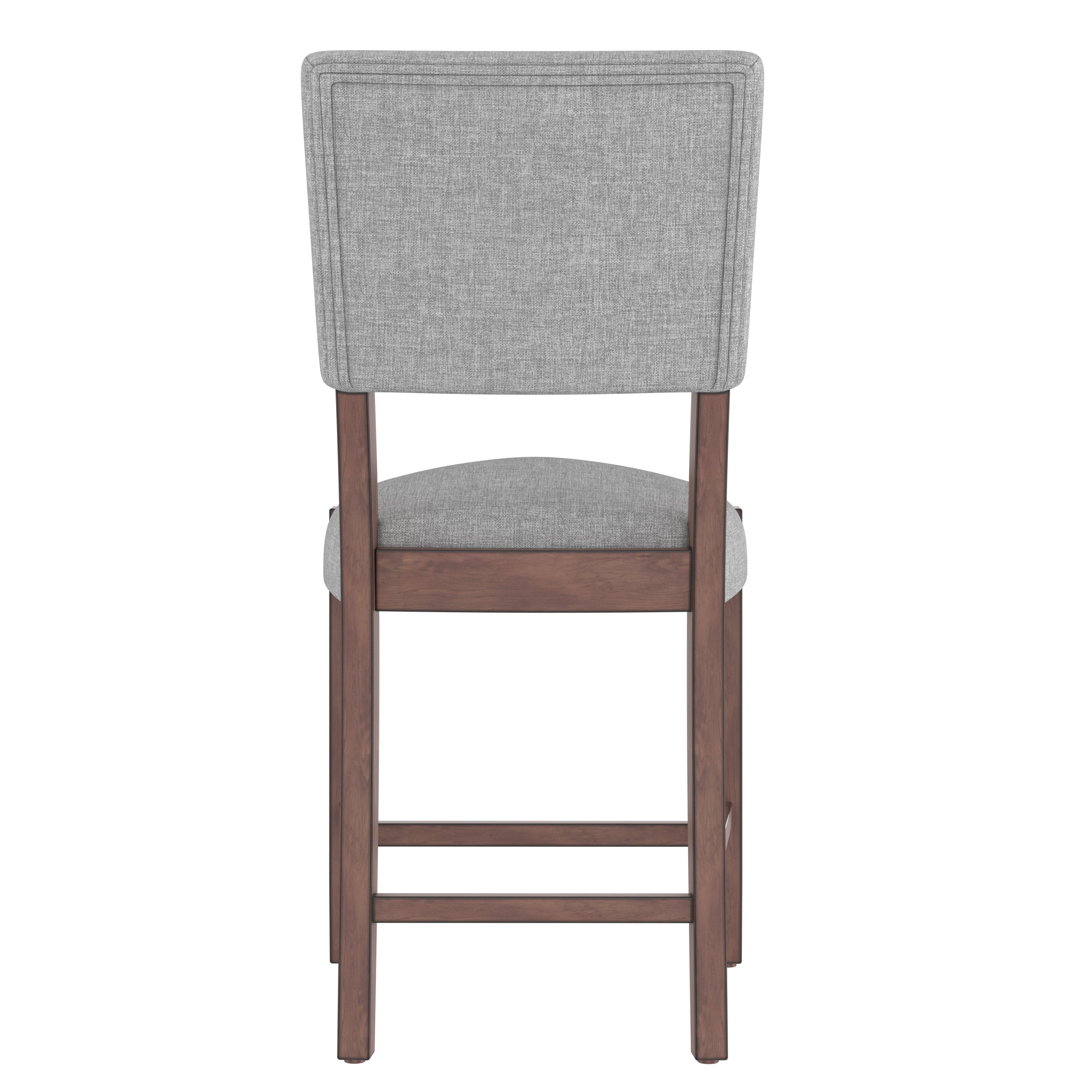 Set of 4 Mid-Century Modern Bar Stools, 40 in Linen Upholstered Counter Chairs with Rubber Wood Legs, Gray
