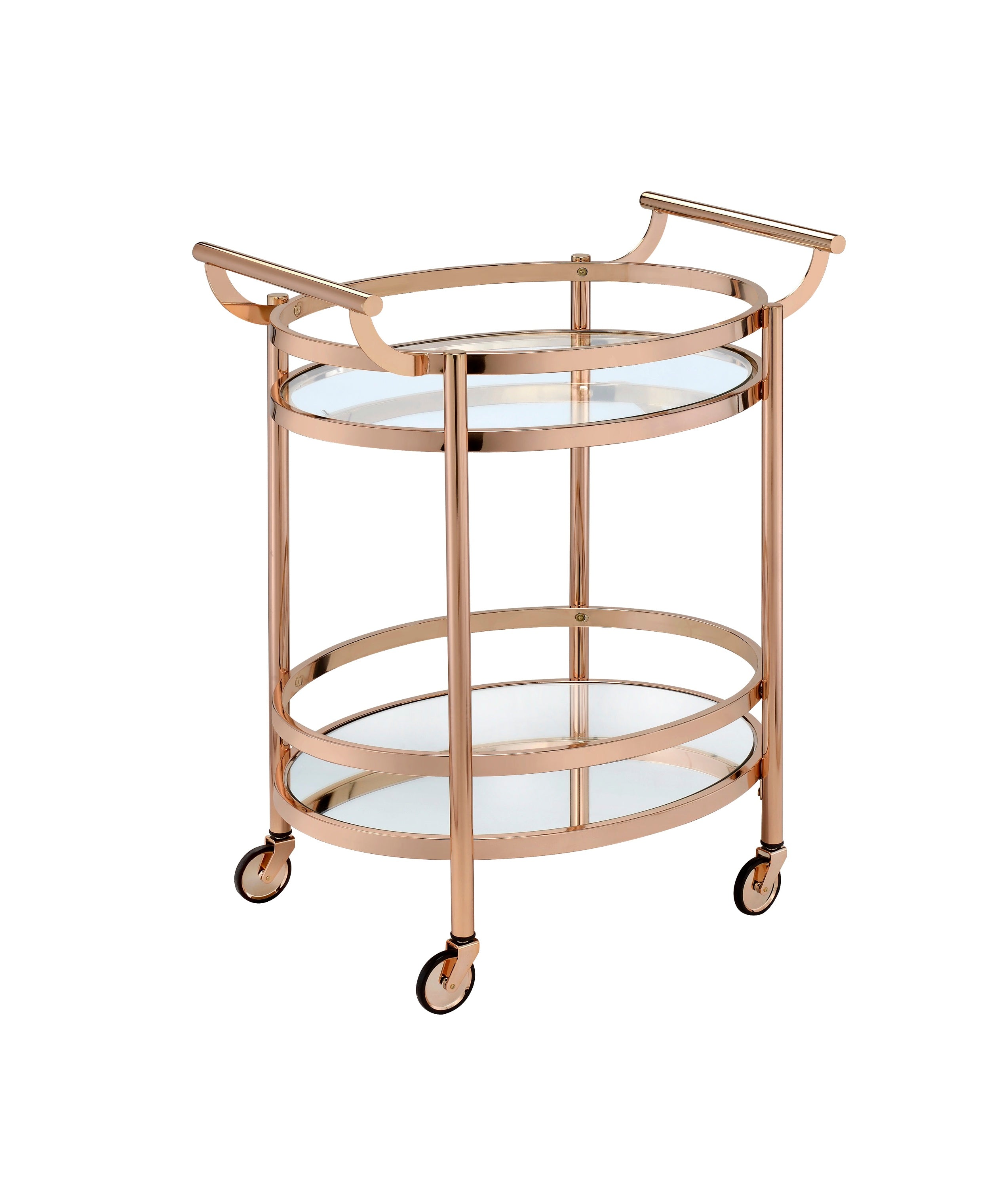Lakelyn Clear Glass & Rose Gold Finish Serving Cart