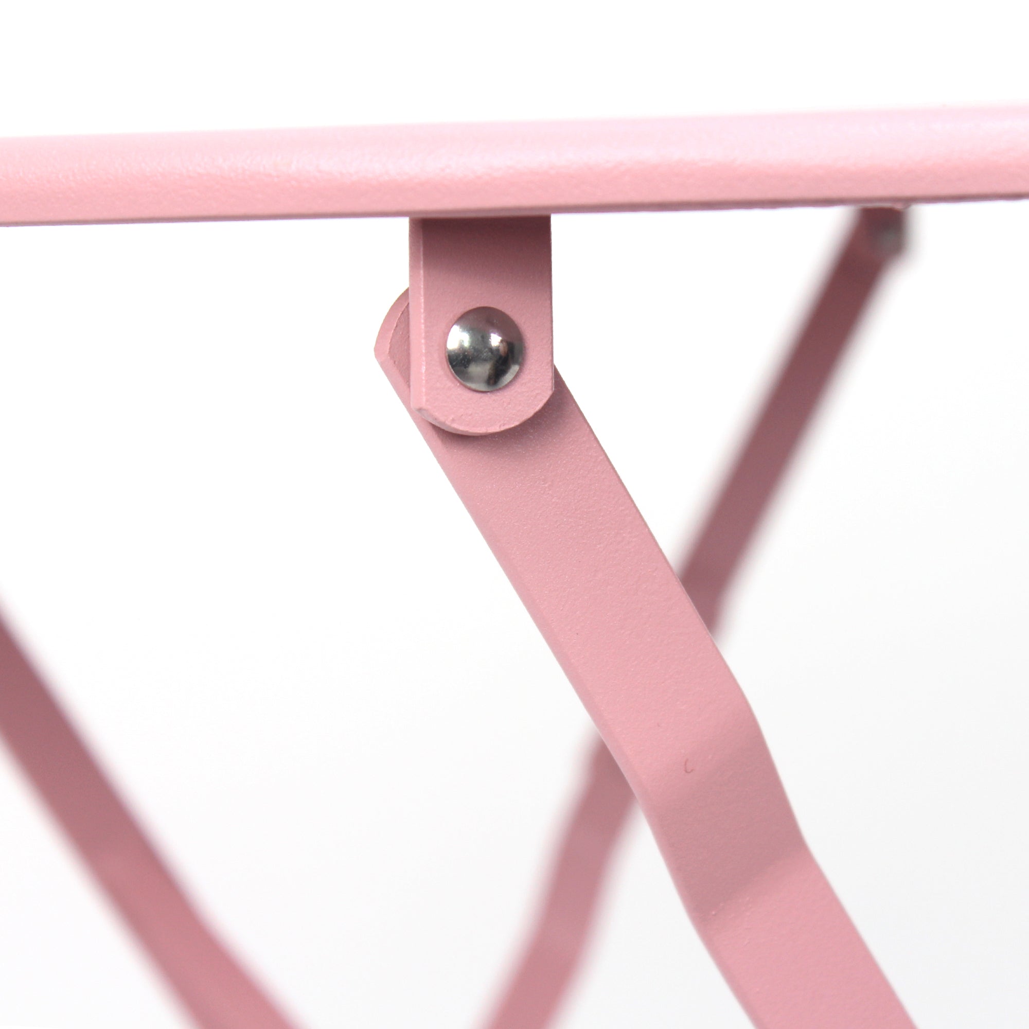 3 Pieces Patio Bistro Balcony Metal Chair Table Set - Pink