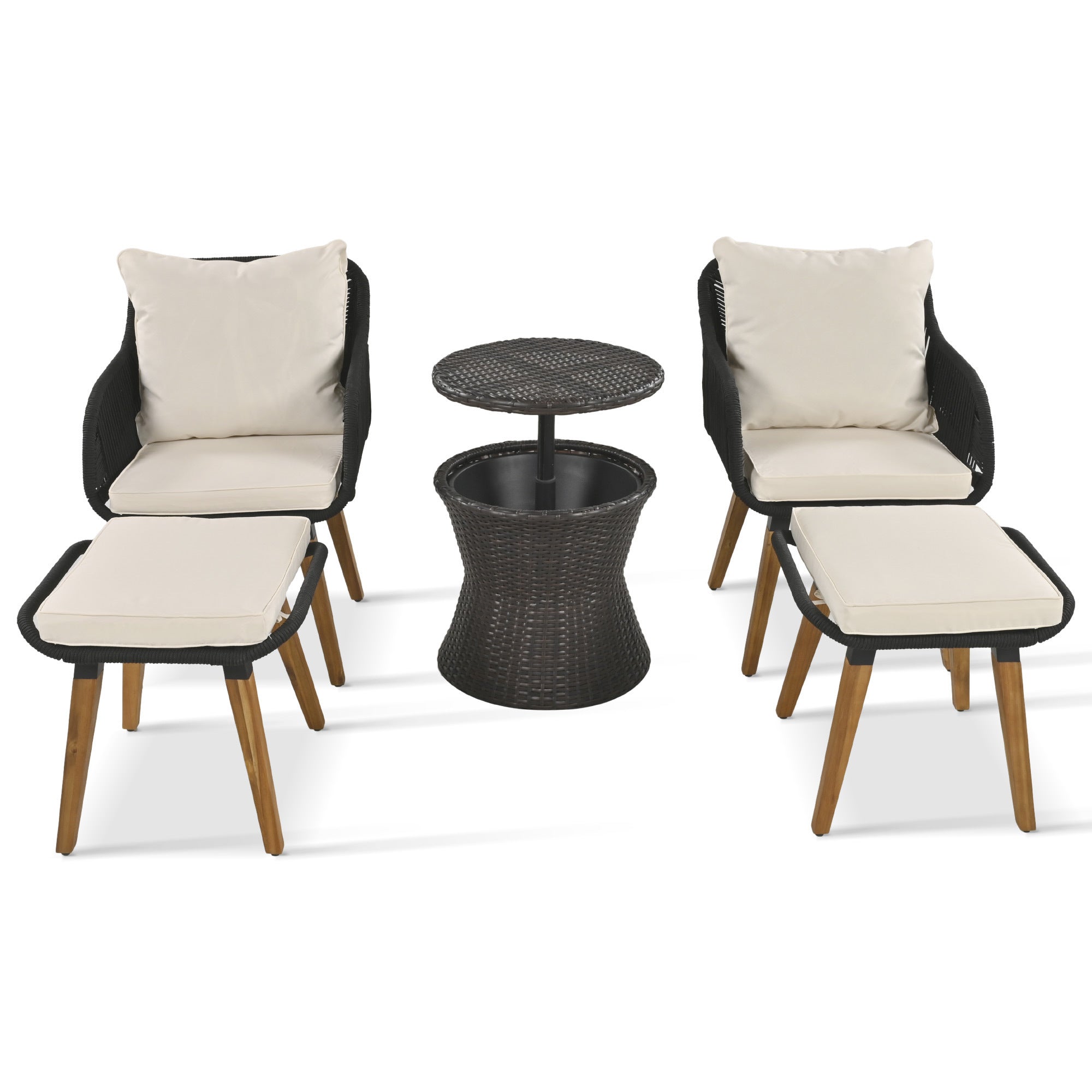 5 piece Woven Rope Outdoor Patio Set