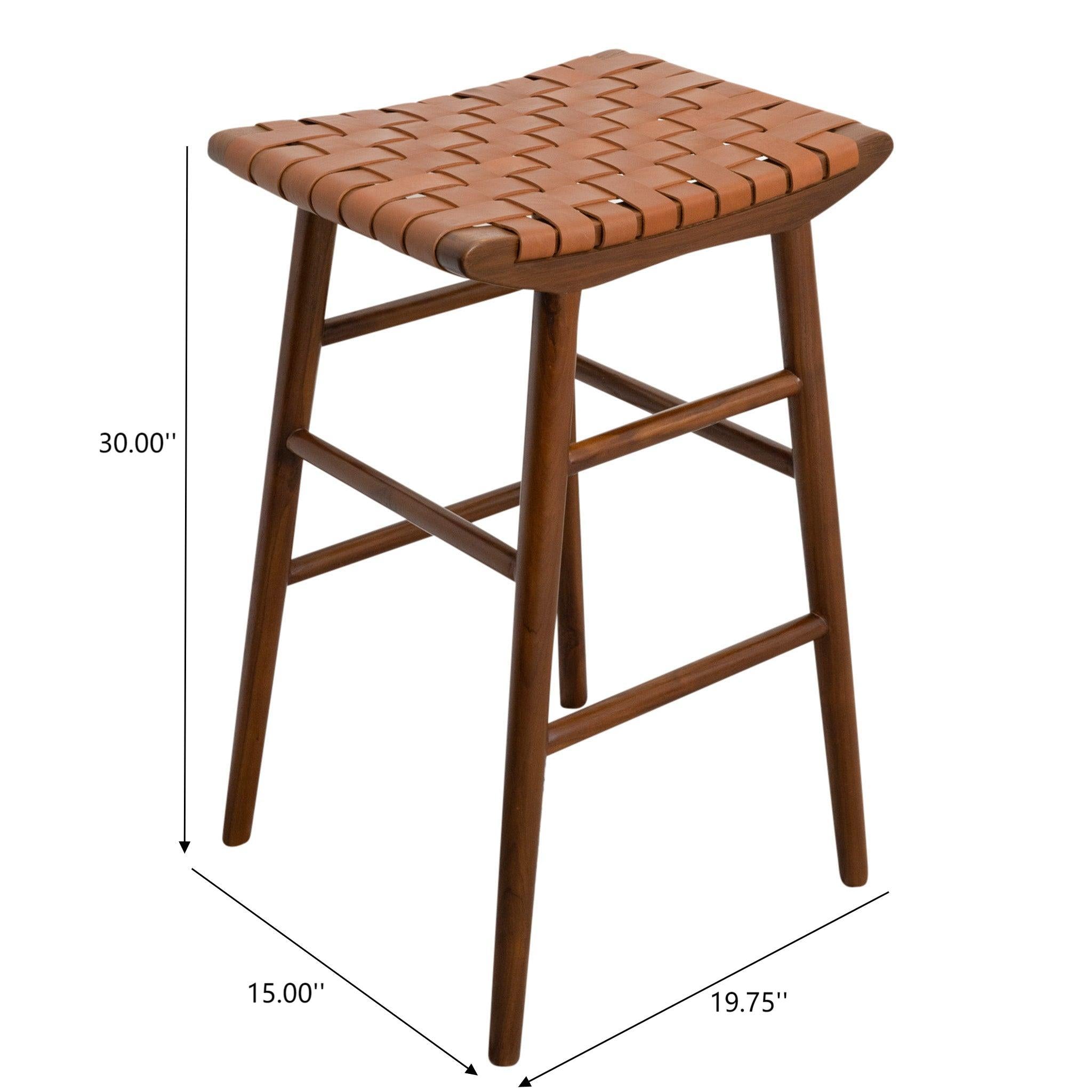 Maya - Genuine Leather Stool - Rustic / Tan