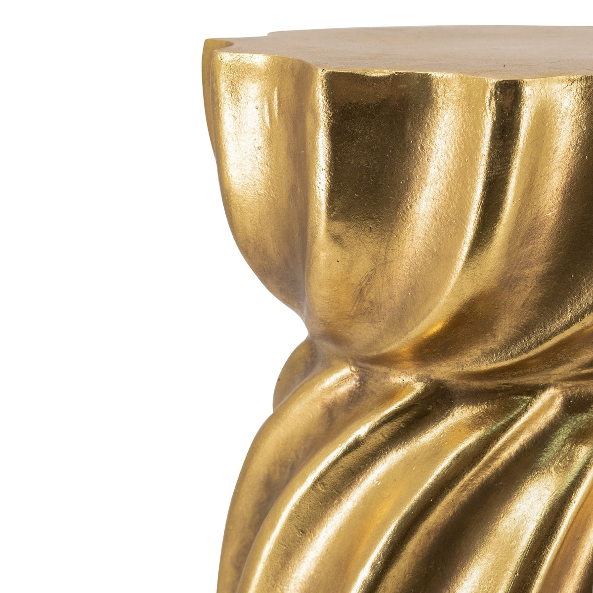 14x14x18.7' Gold Magnesium Accent Stool with Sculptural Swirl Design
