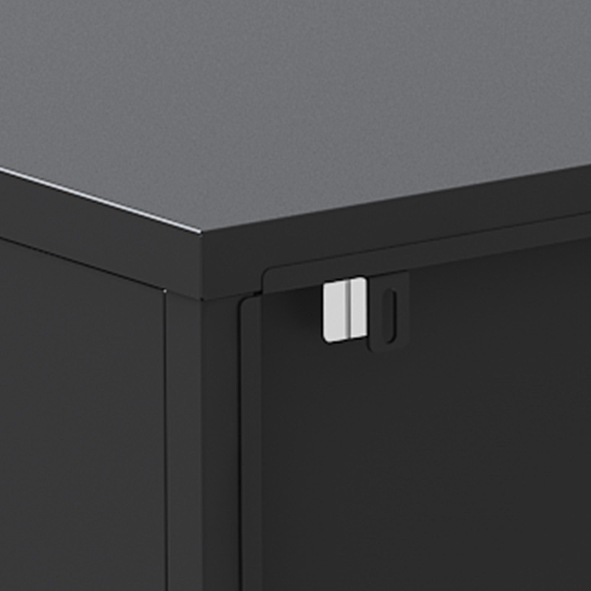 Modern Metal Sideboard Cabinet With 4 Glass Doors, Steel Kitchen Storage And Coffee Bar Cabinet - Black