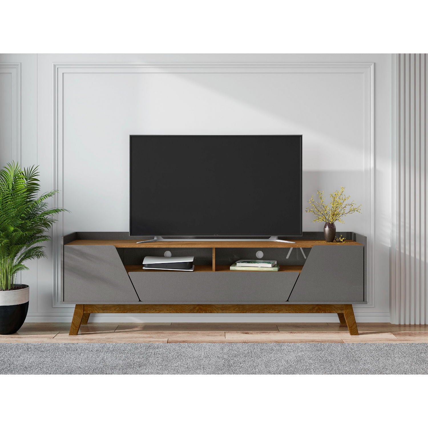 Marcus - TV Stand With 4 Shelves And Soft Close Doors
