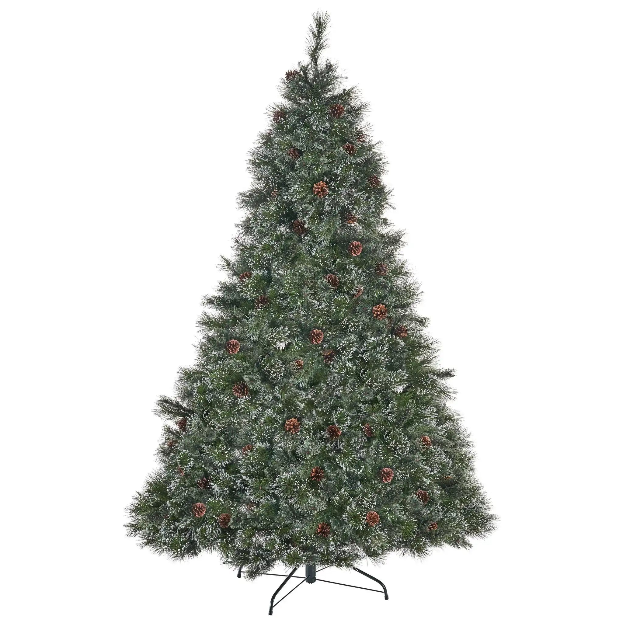 Cashmere And Snow Bristle Mixed Christmas Tree With Pine Cones - Green