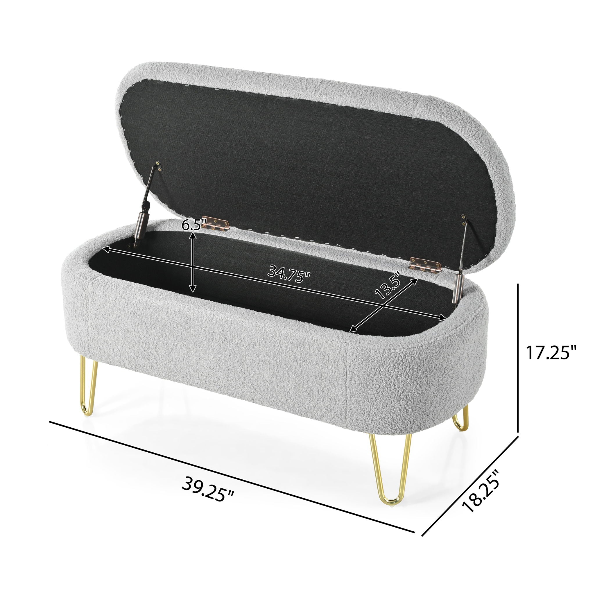 Upholstered Oval Storage Bench For Living Room