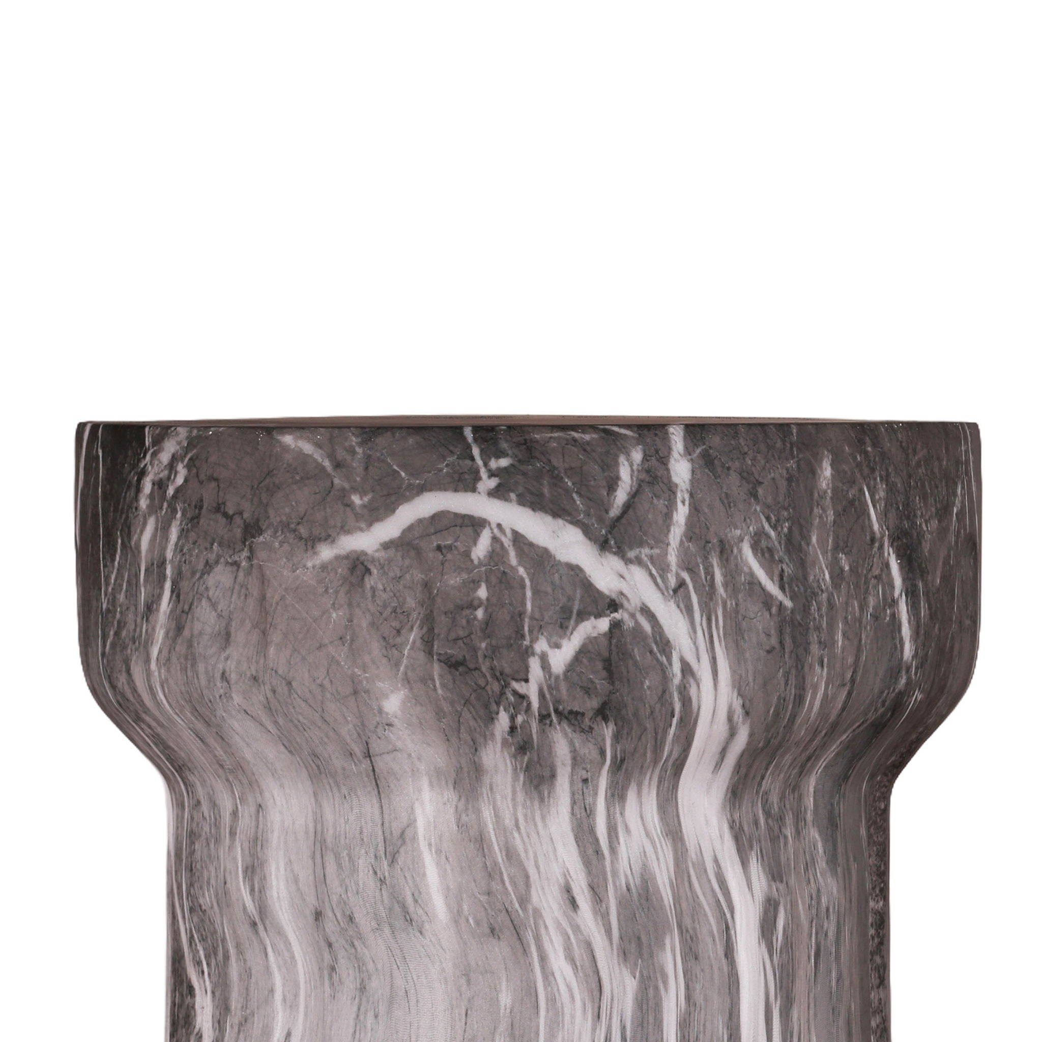 Round Geometric Outdoor End Table - Marble