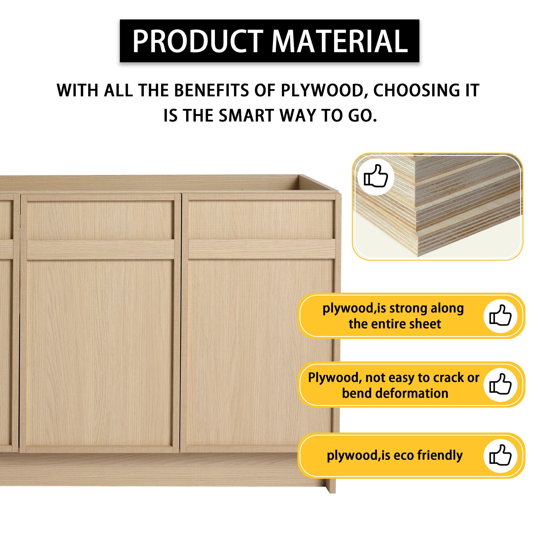 Freestanding Bathroom Vanity With Resin Sink & Soft Close Cabinet Doors