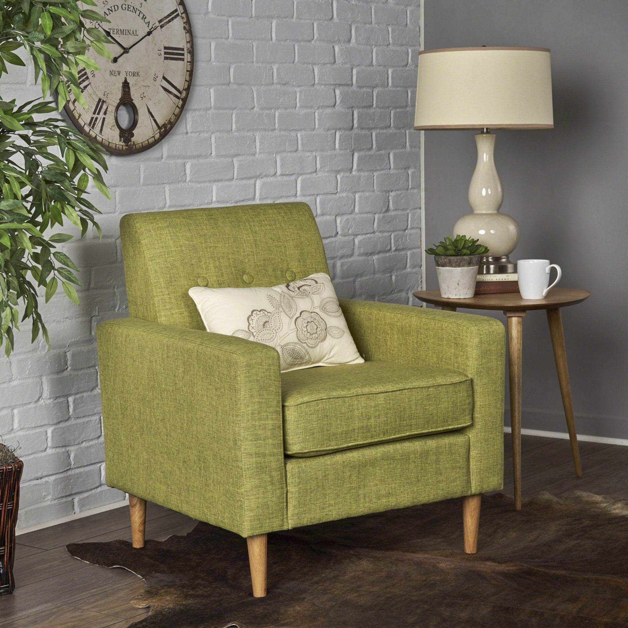 Nebulize - Upholstered Fabric Club Chair With Button Tufted And Square Off Arm And Back